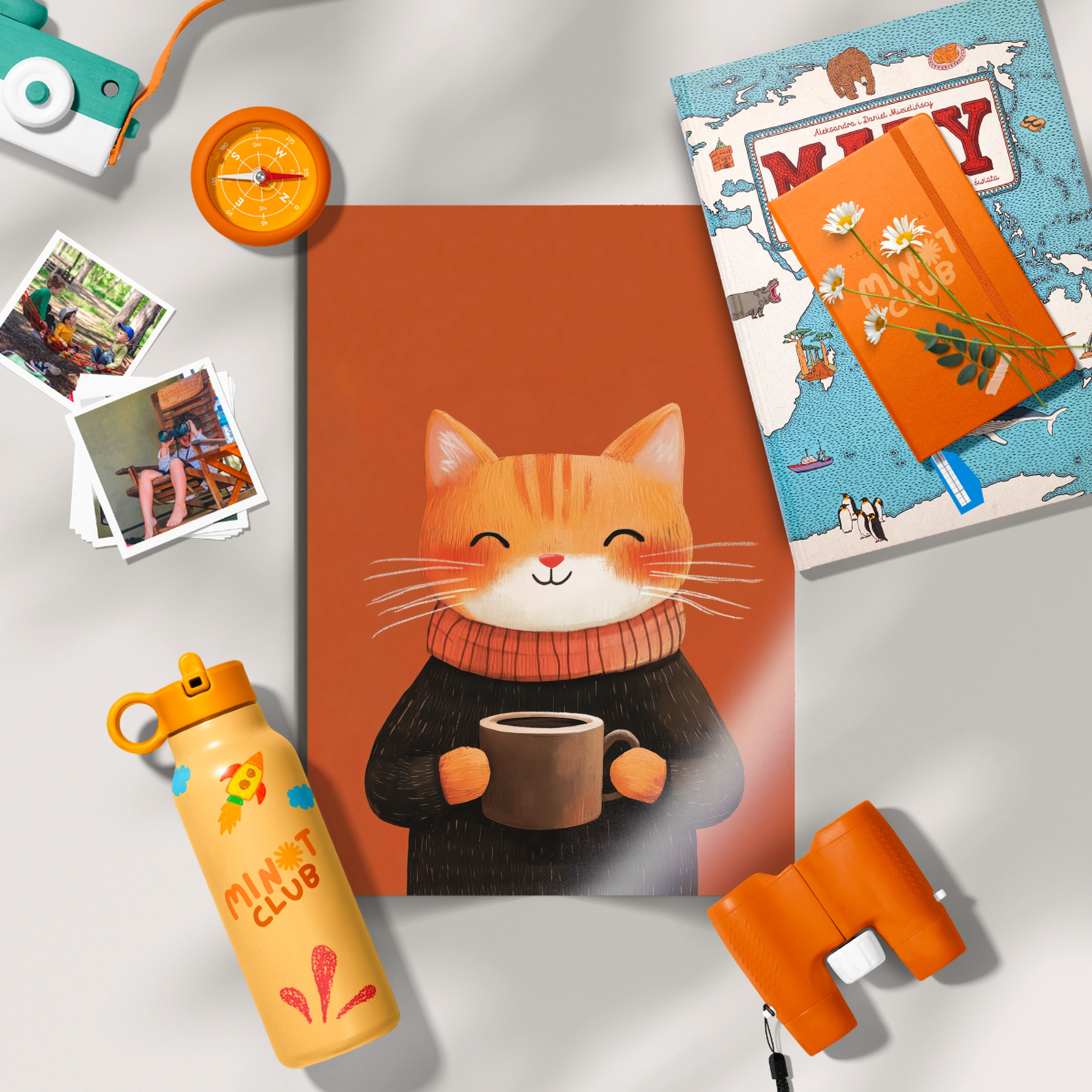 Cat with Cocoa Christmas Print