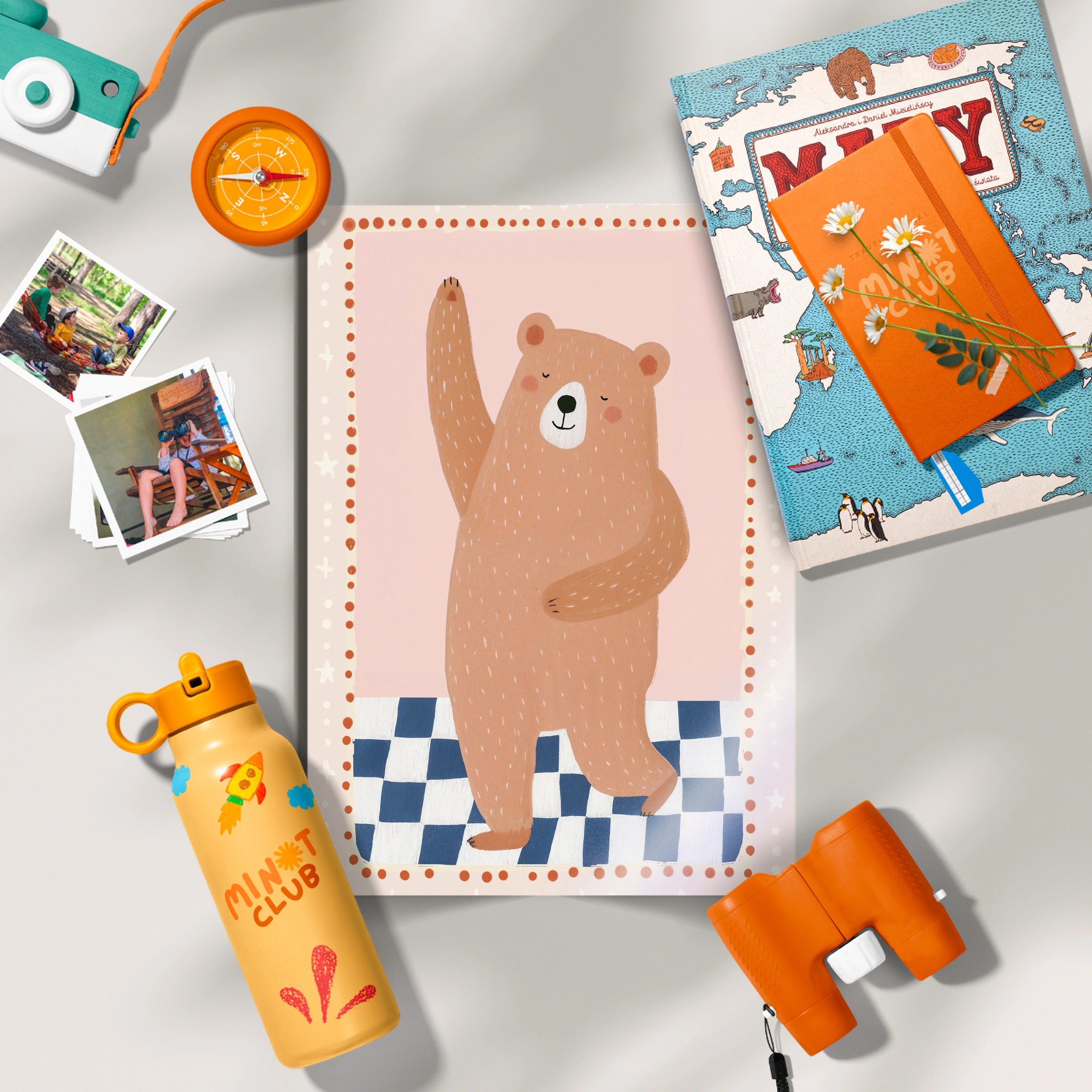 Checkerboard Bear Nursery Print