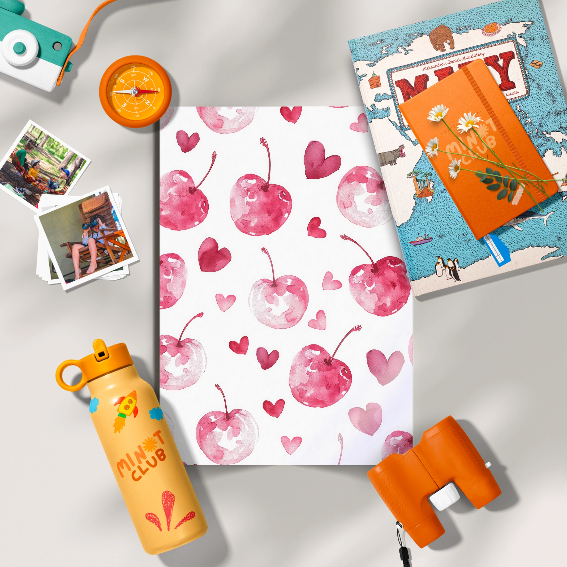 Cherries and Hearts Nursery Print