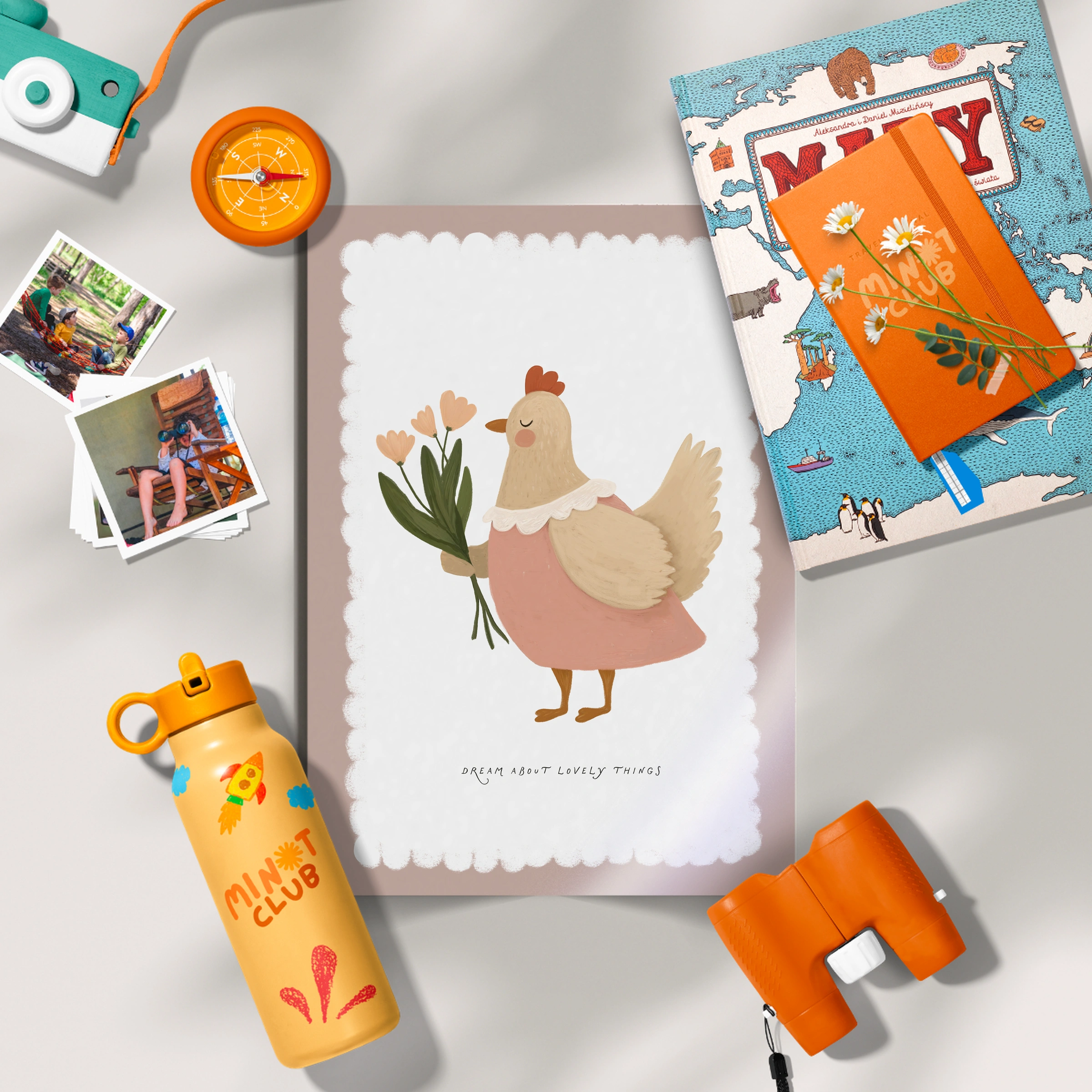 Chicken with a Flower Nursery Print