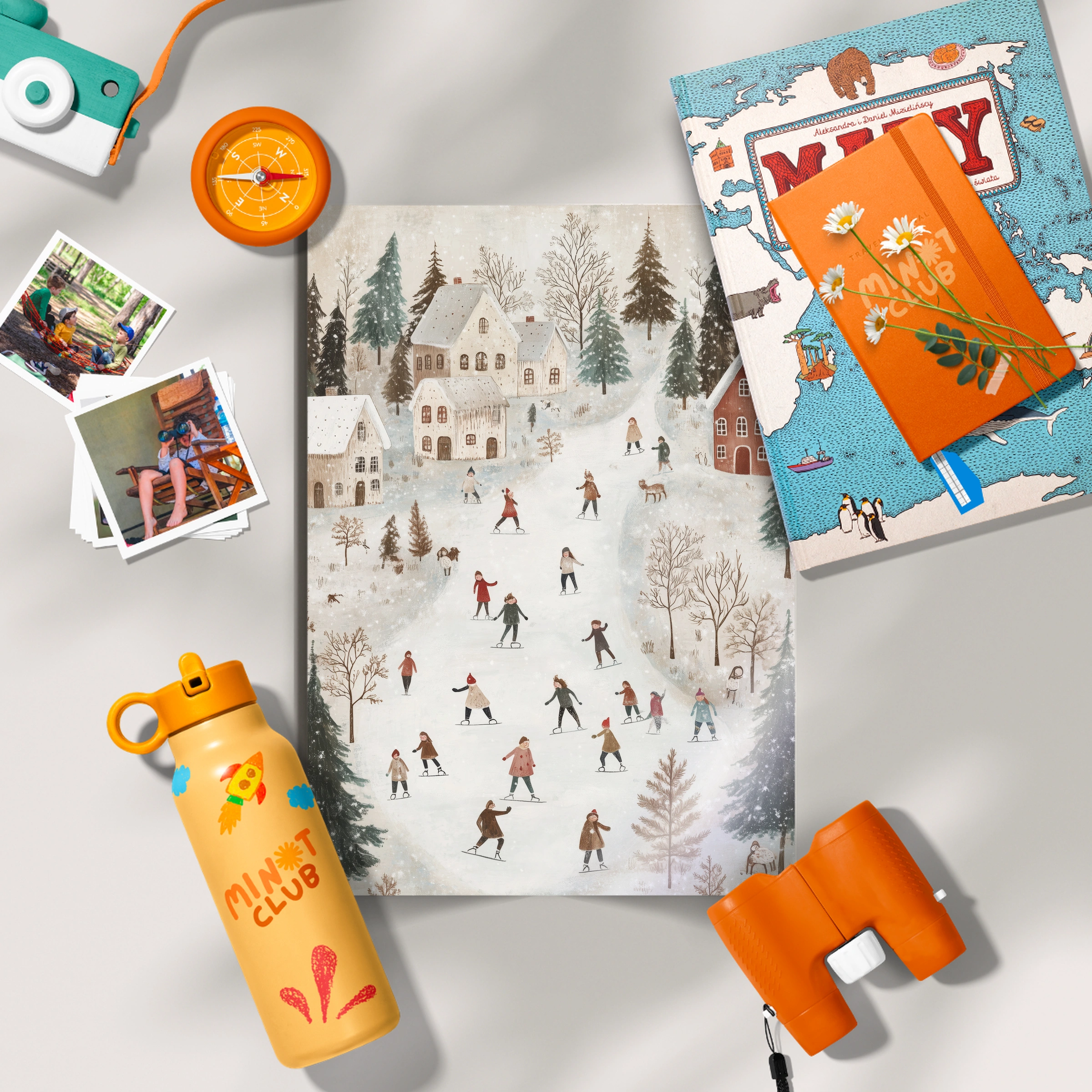 Christmas Village Skaters Two Print