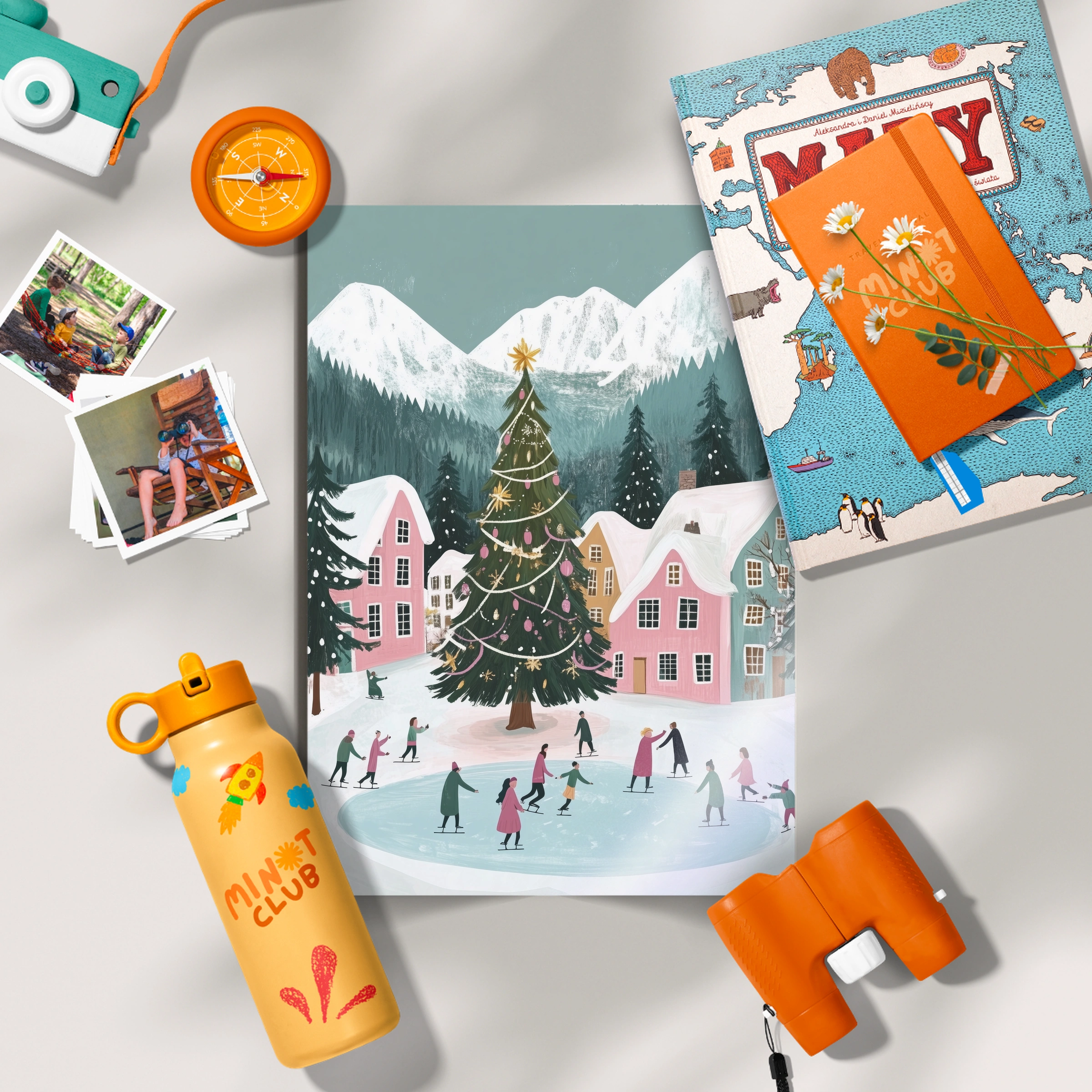 Christmas Village Skating Print