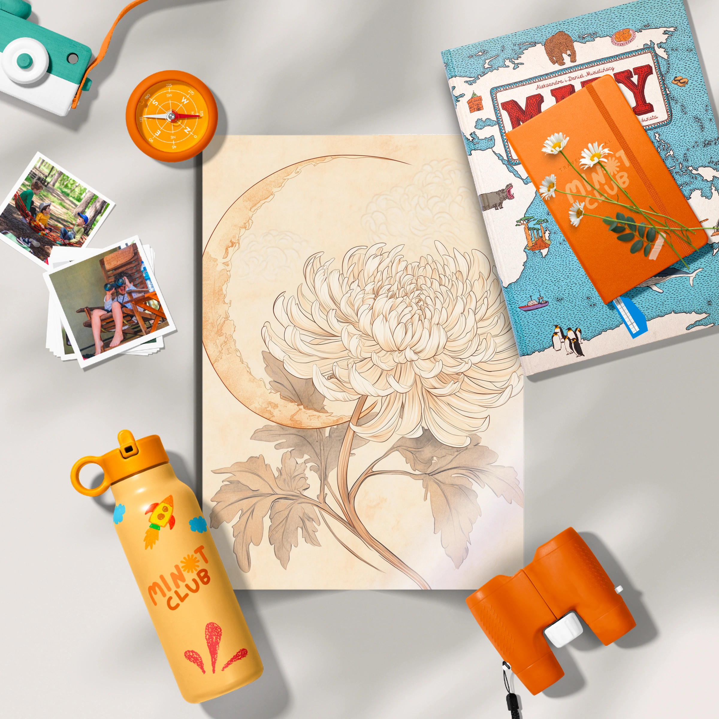 Chrysanthemum and Moon Nursery Print