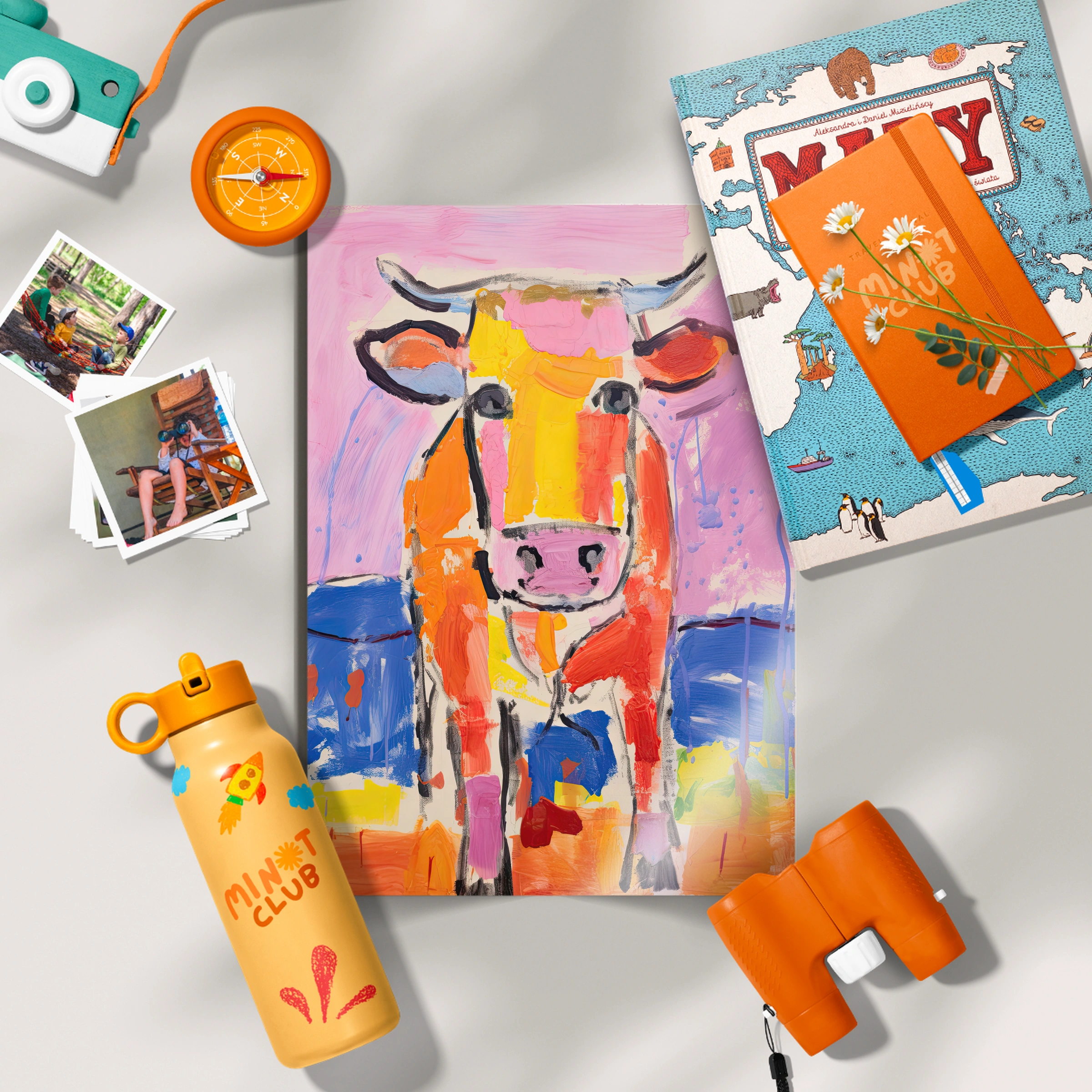 Colourful Cow Nursery Print