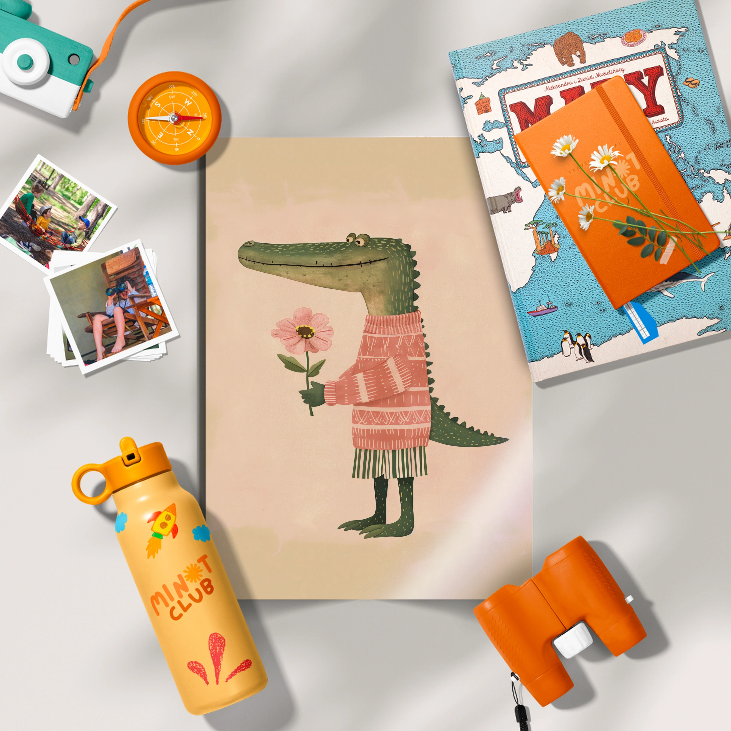 Crocodile with a Flower Nursery Print