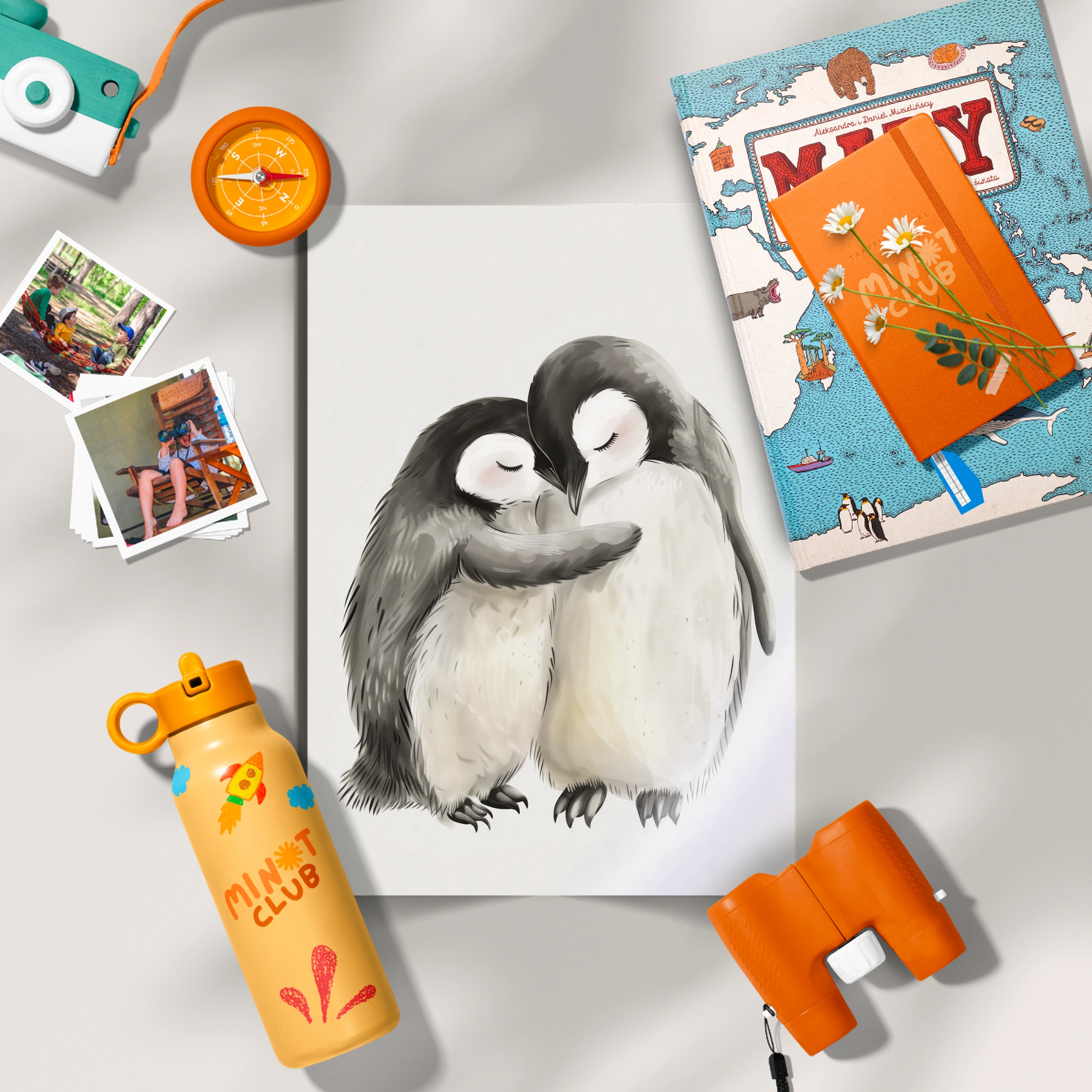 Cuddling Penguins Nursery Print