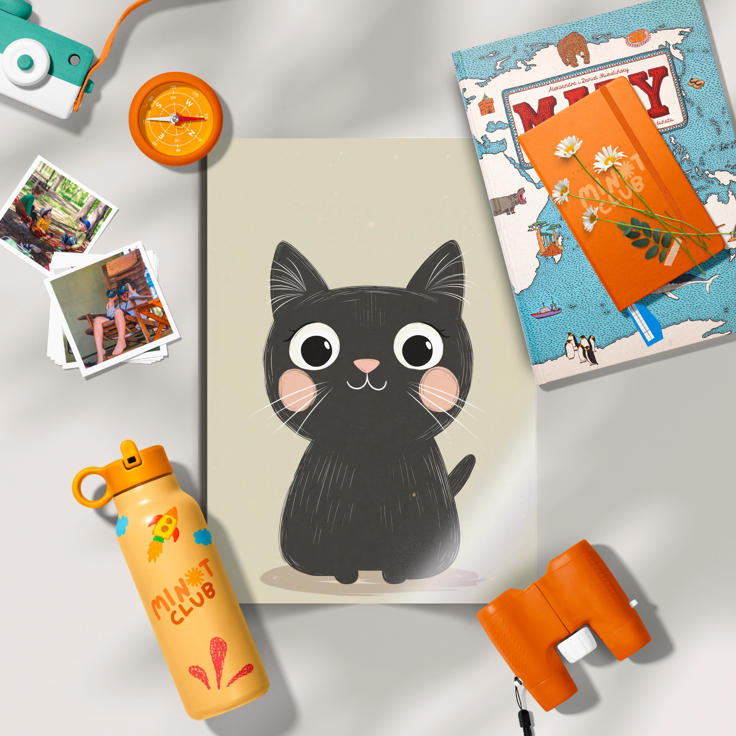 Curious Black Cat Nursery Print