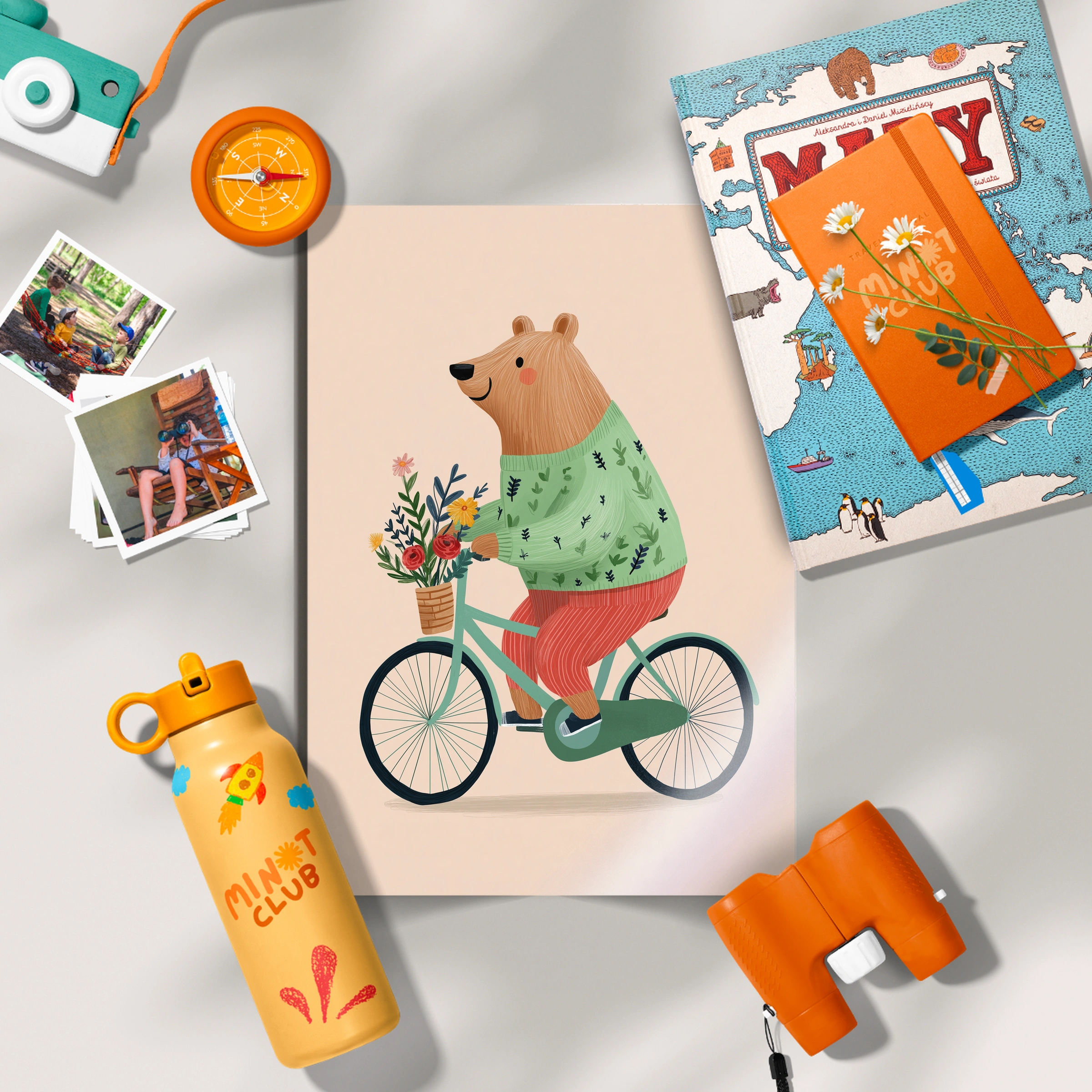 Cycling Bear Nursery Print