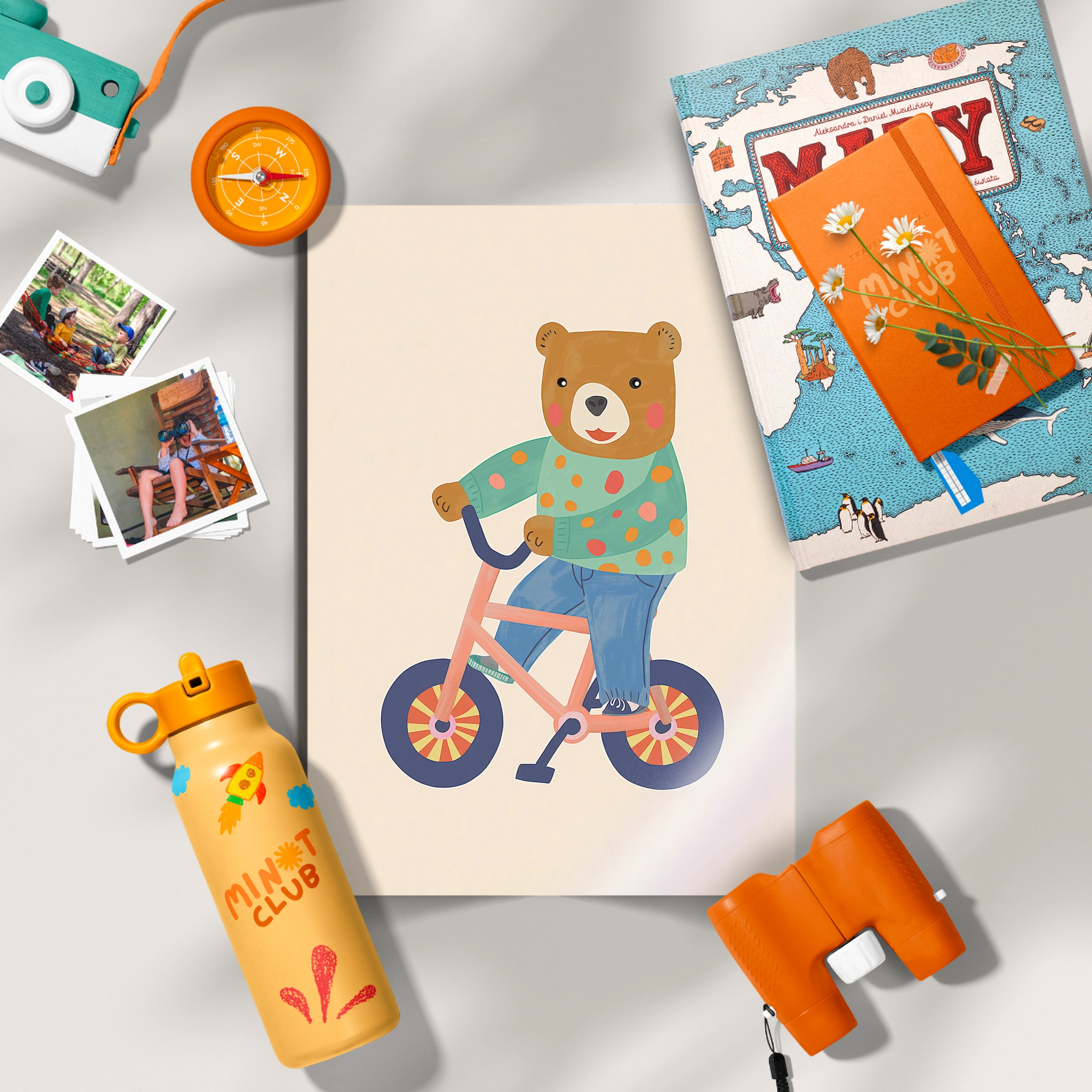 Cycling Bear Two Nursery Print