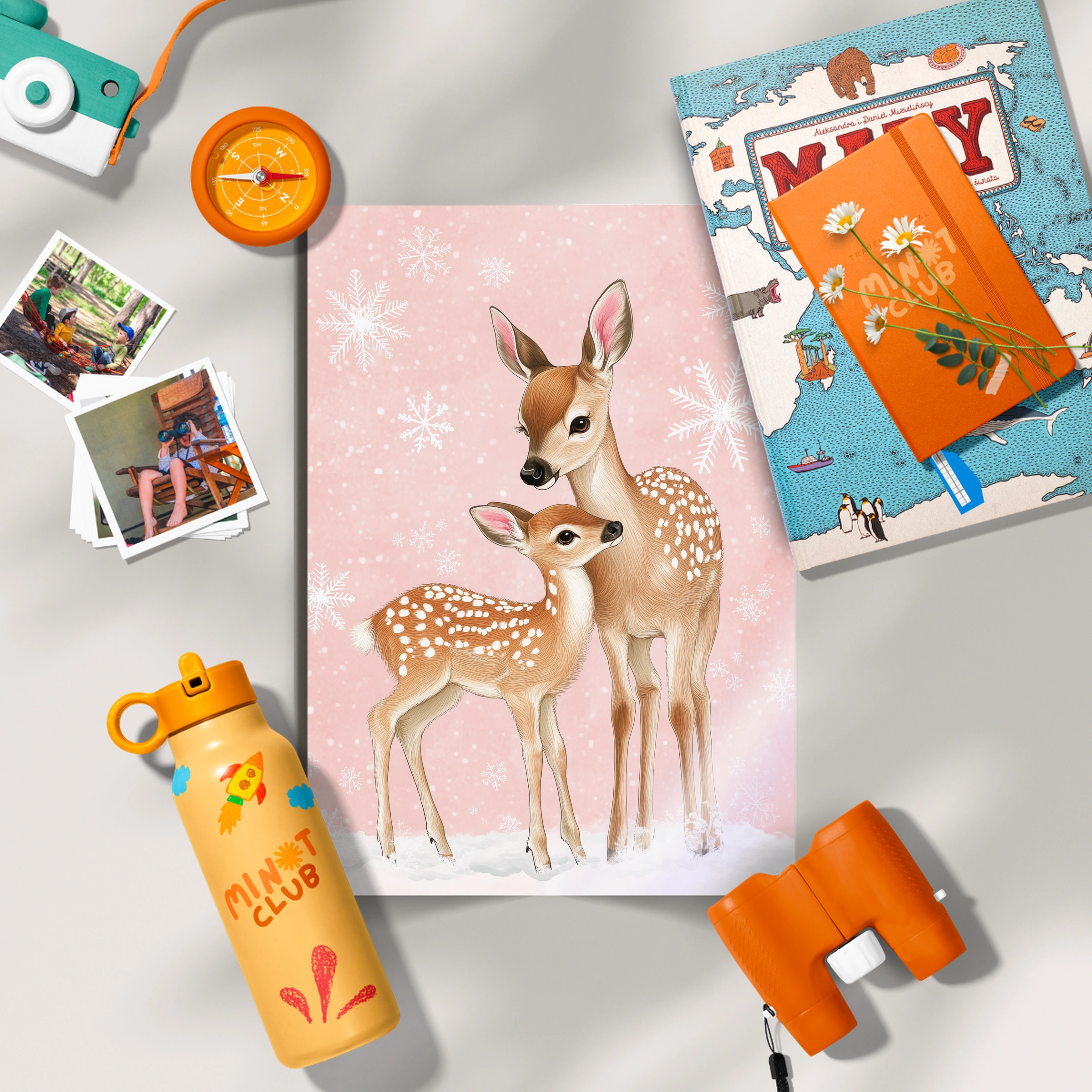 Deer and Fawn Christmas Print
