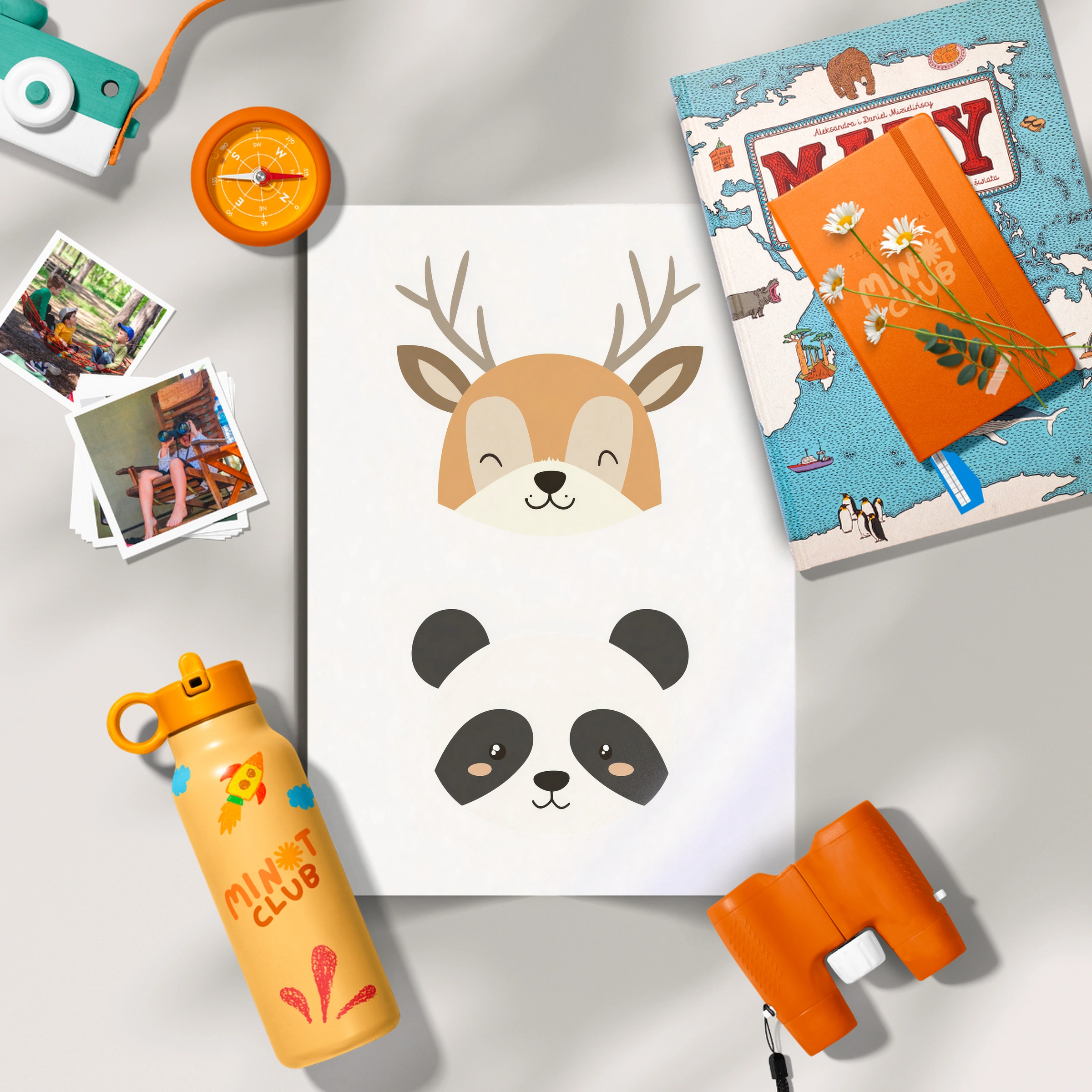 Deer and Panda Nursery Print