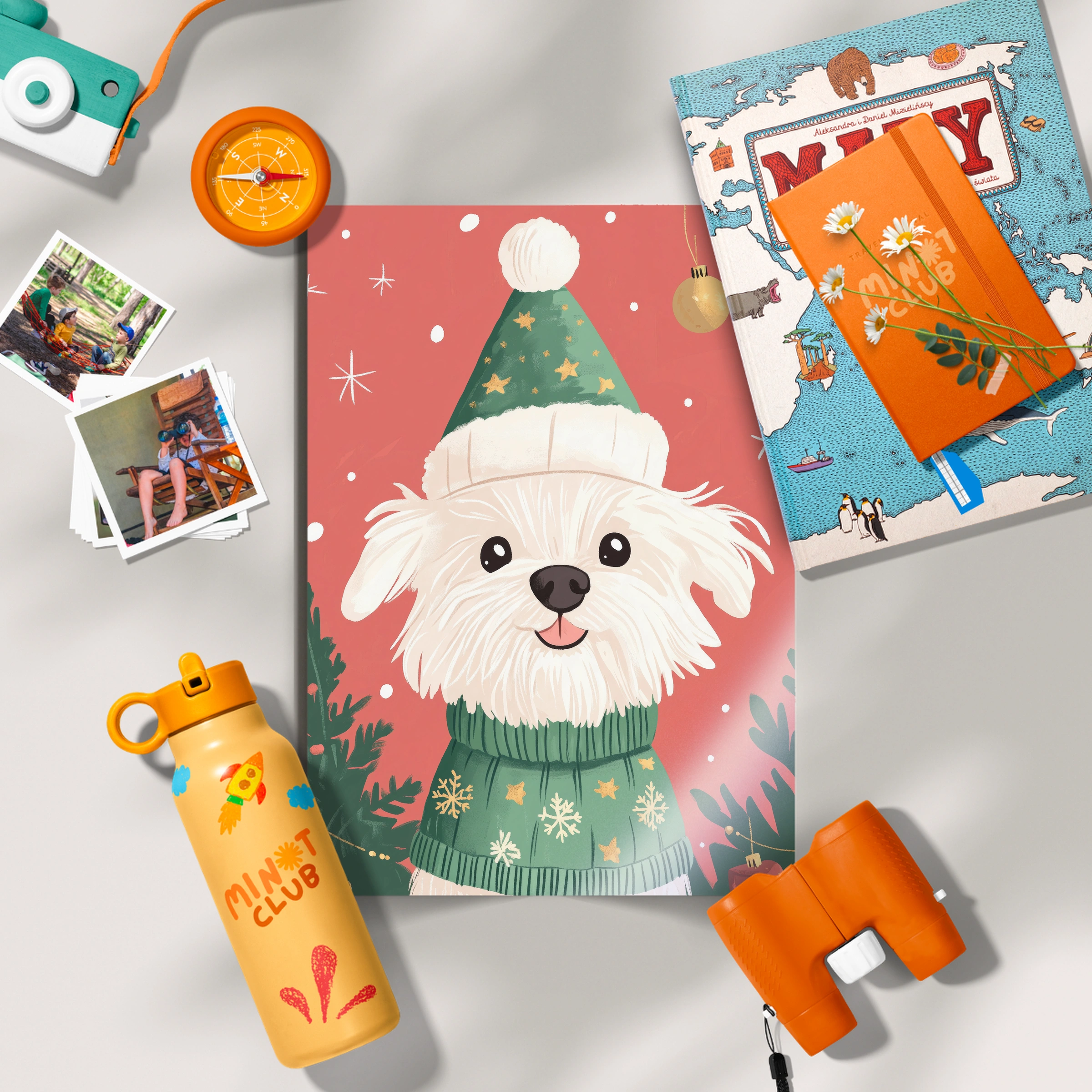 Dog in a Green Sweater Christmas Print