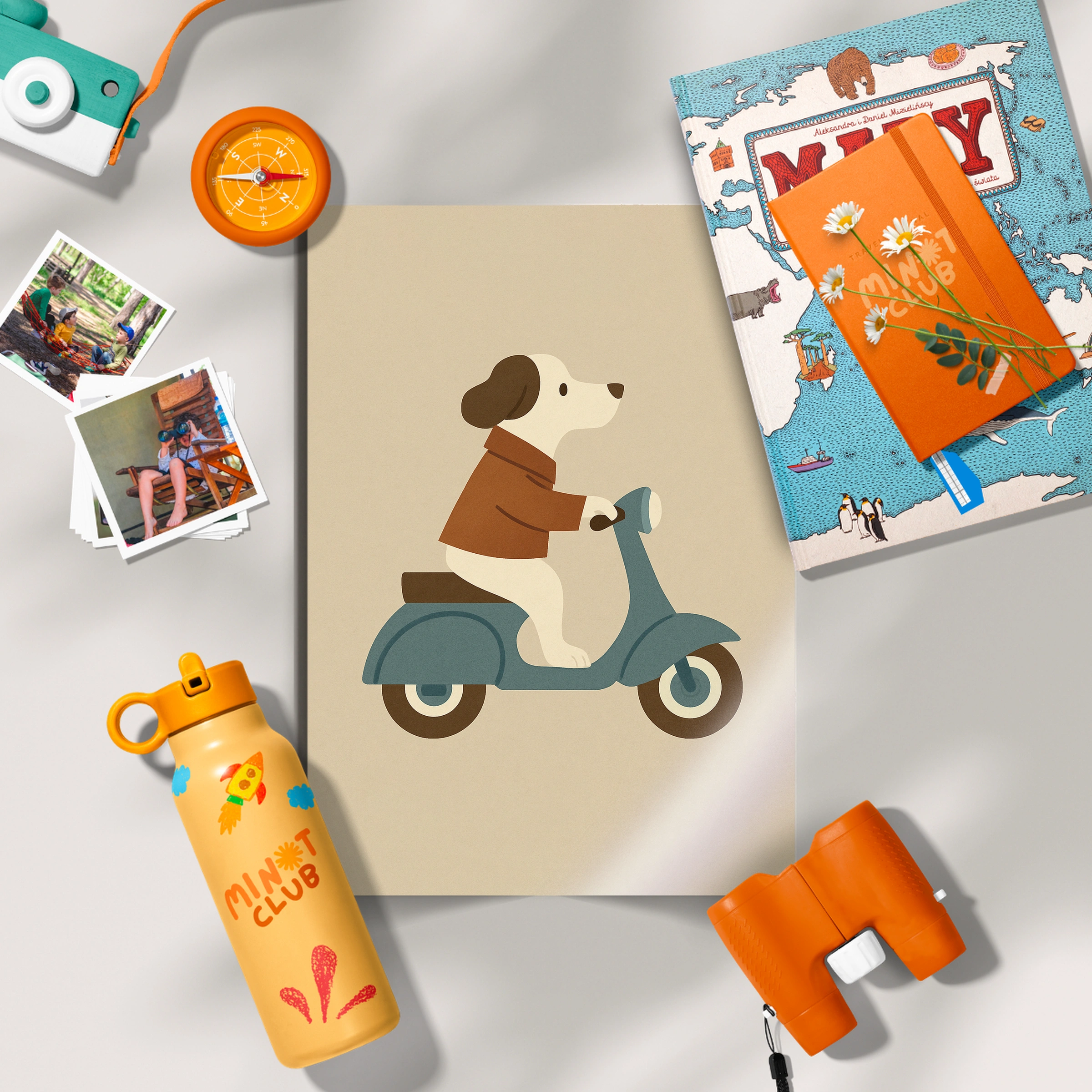 Dog on a Scooter Nursery Print