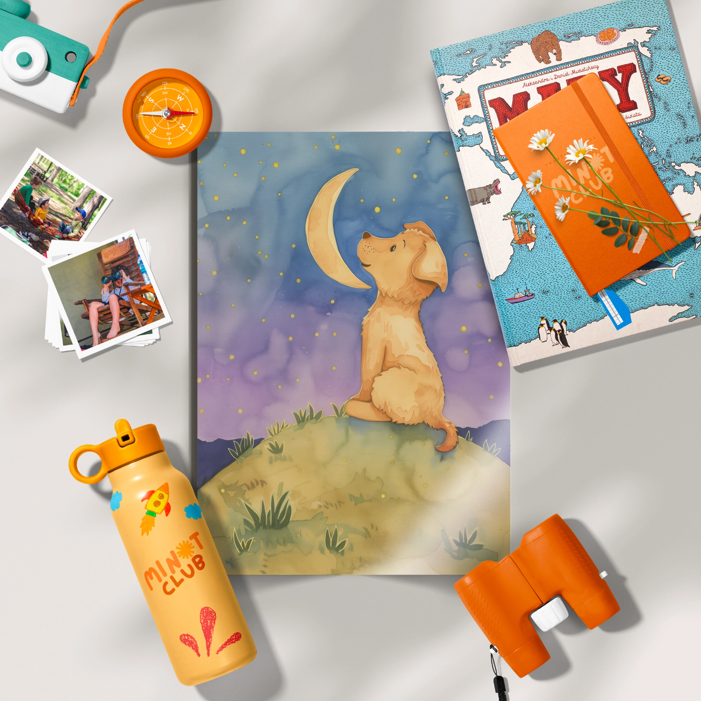 Dog Under the Moon Nursery Print