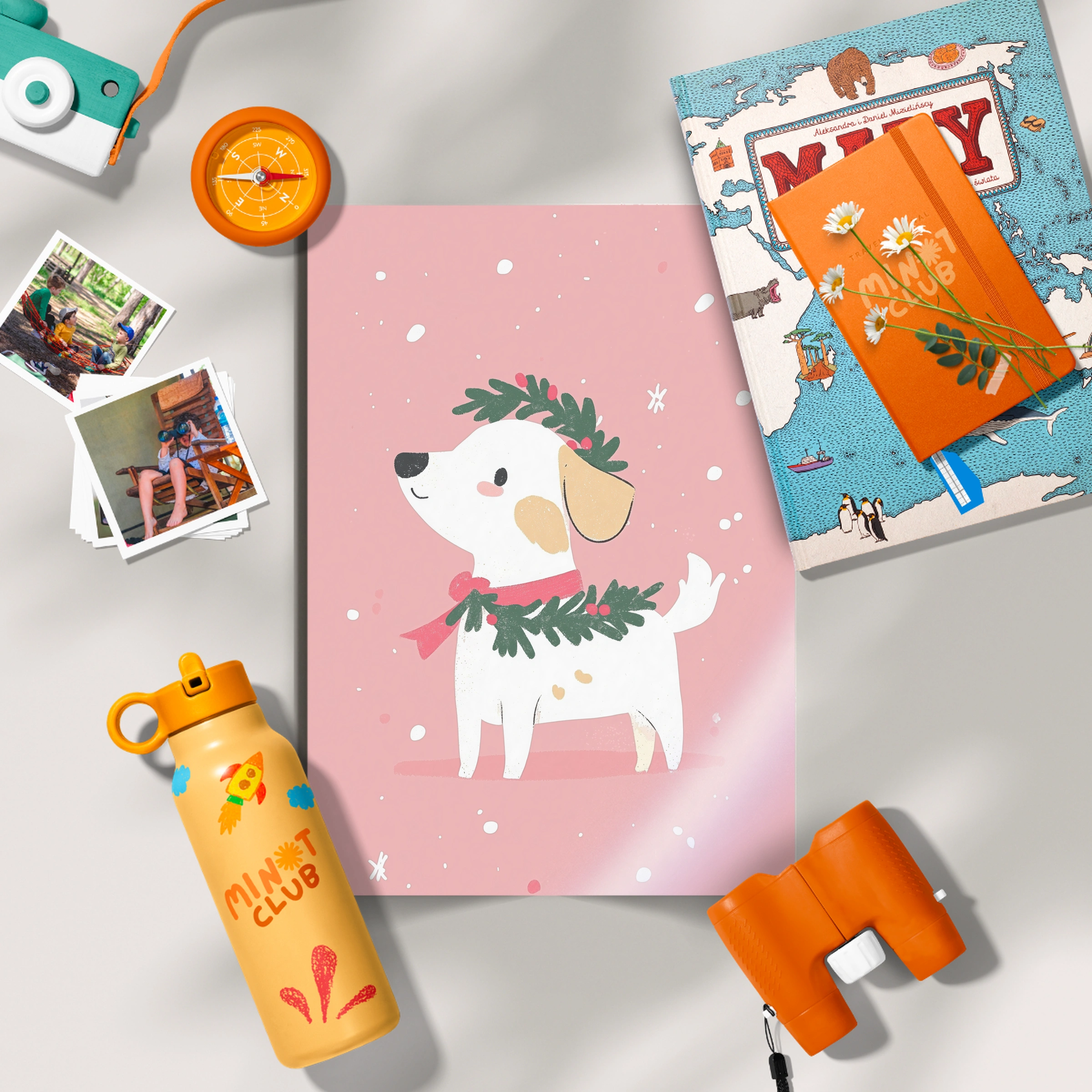 Dog with a Wreath Christmas Print