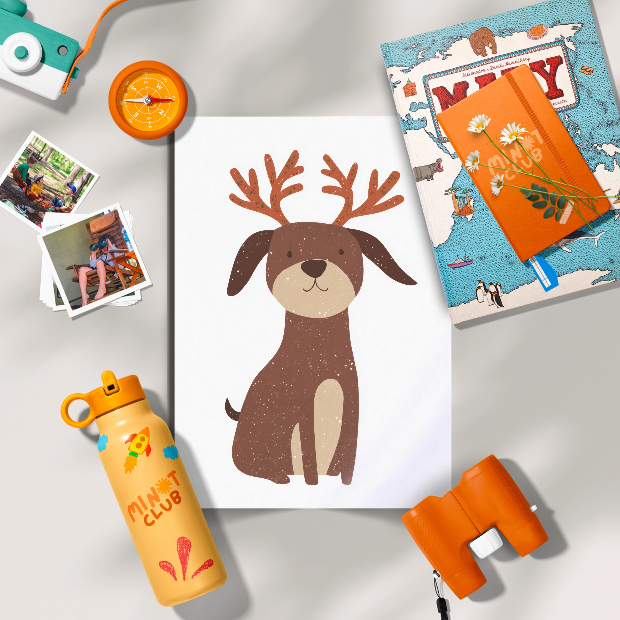 Dog with Antlers Christmas Print