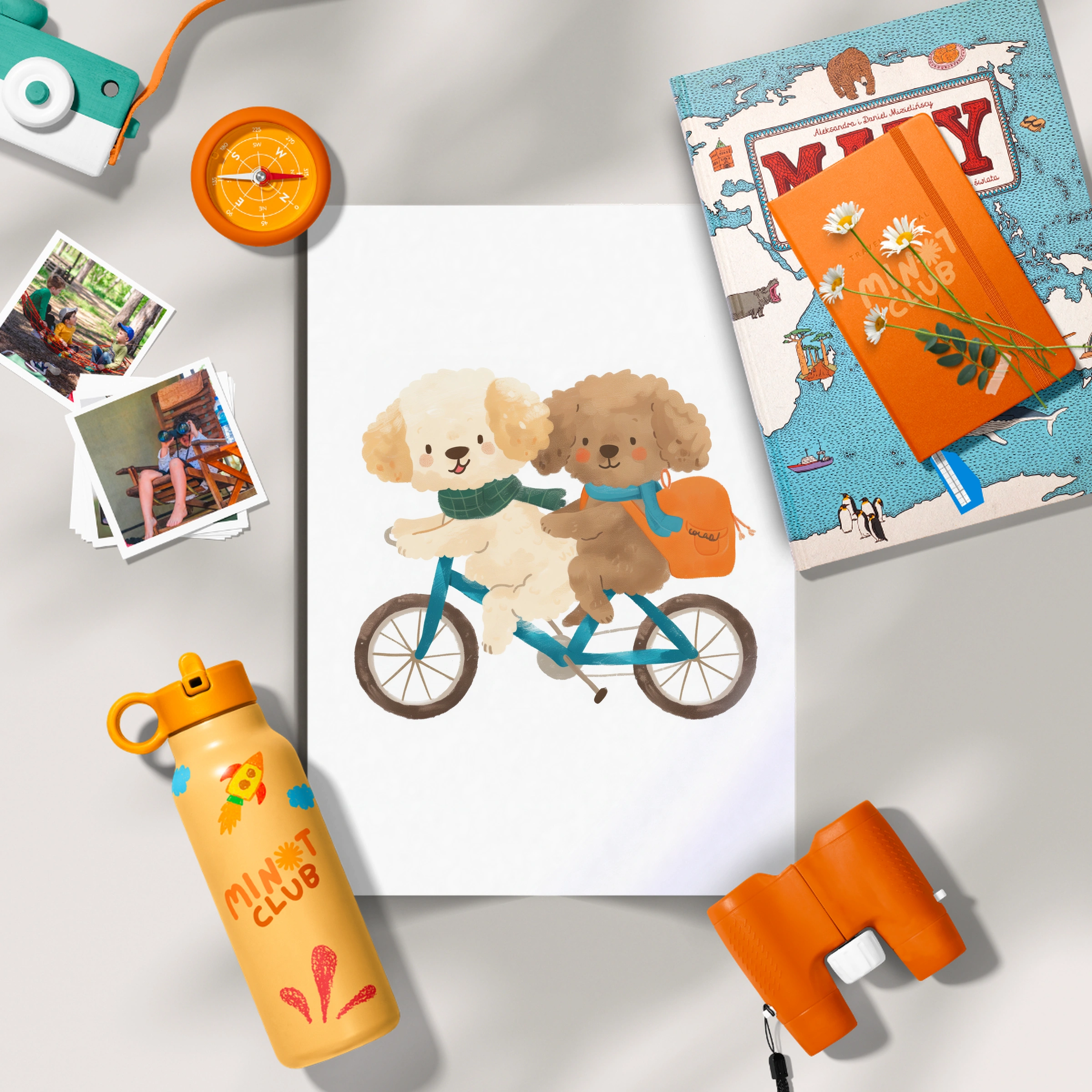 Dogs on a Bicycle Nursery Print
