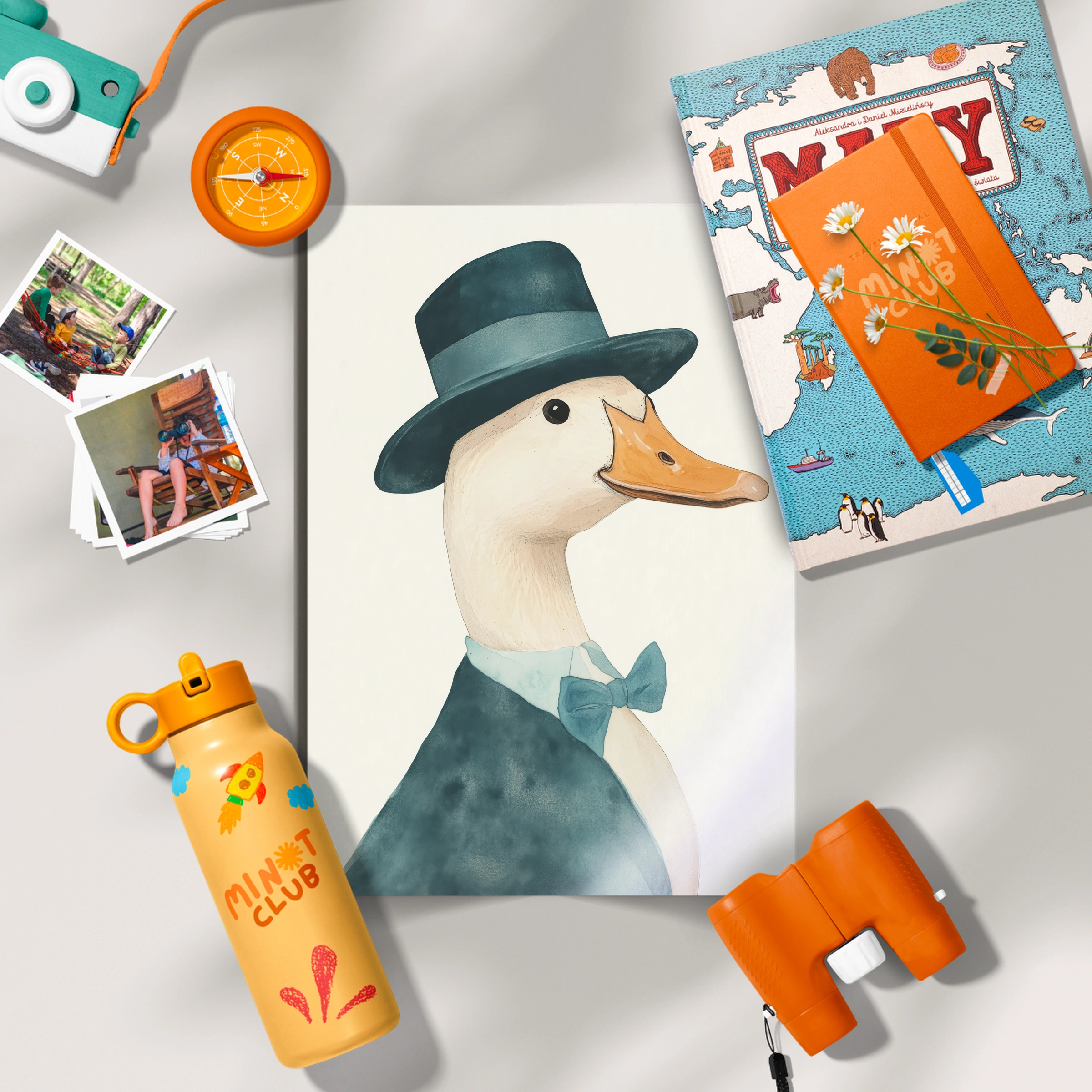 Duck in a Hat and Coat Nursery Print