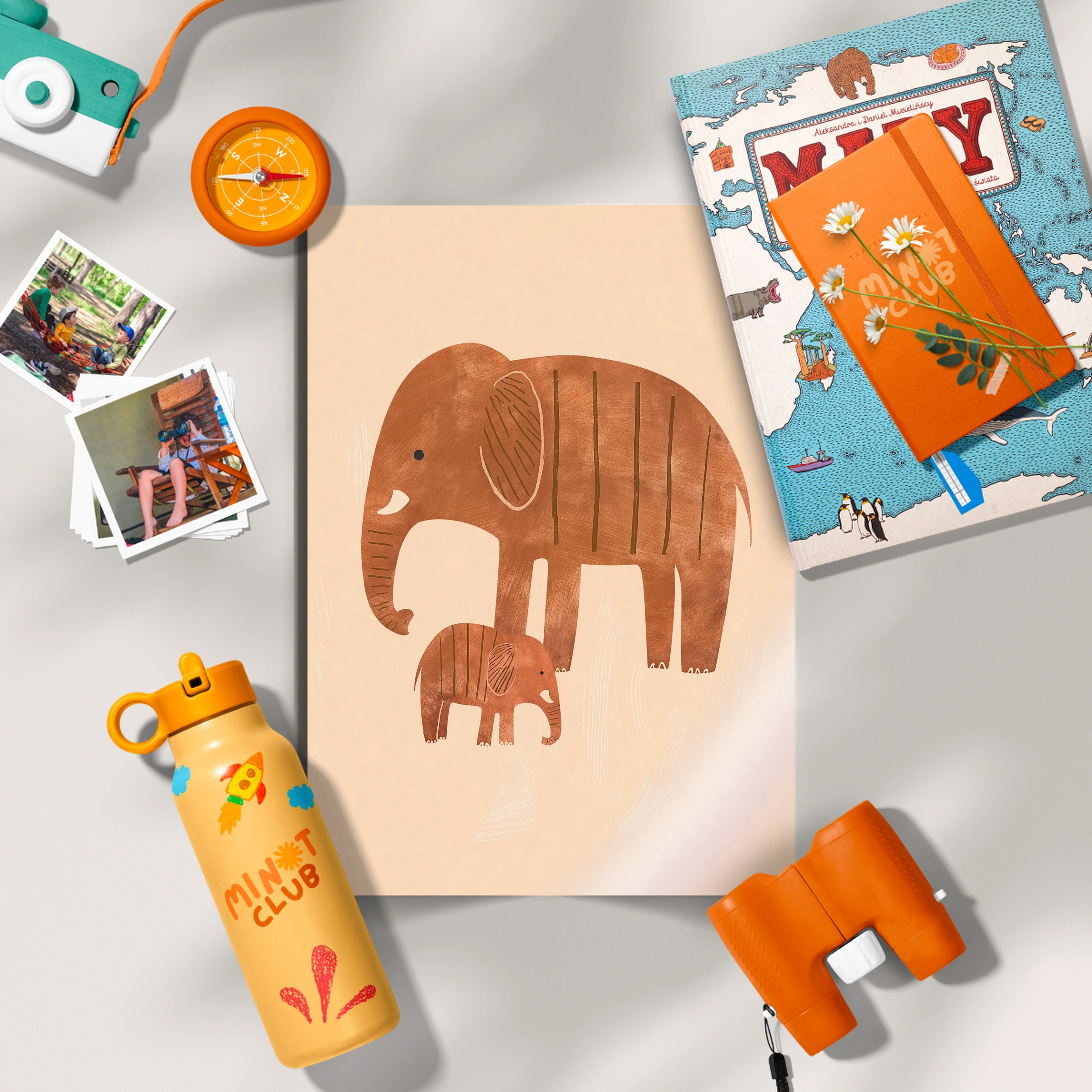 Elephant and Calf Nursery Print