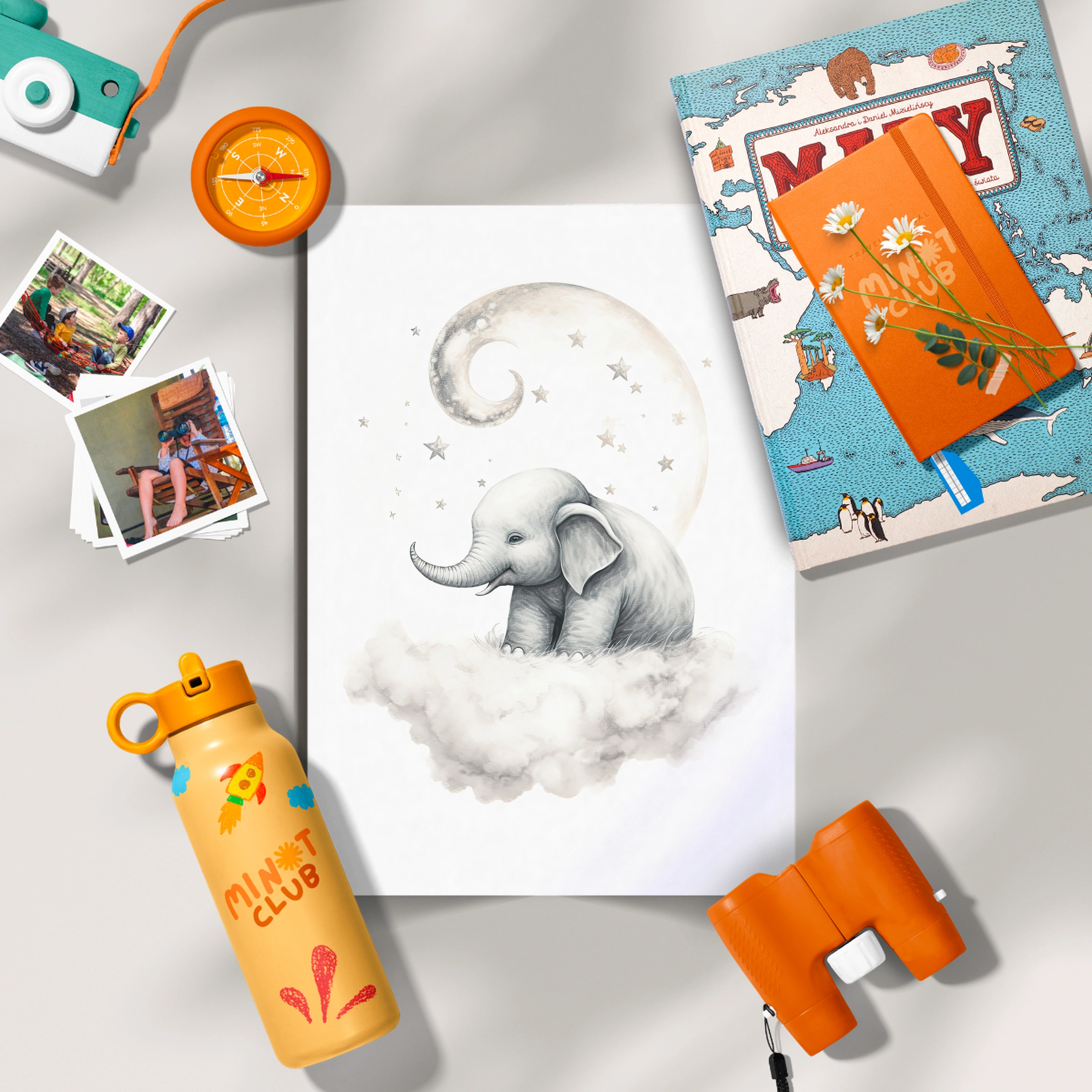Elephant on a Cloud Nursery Print