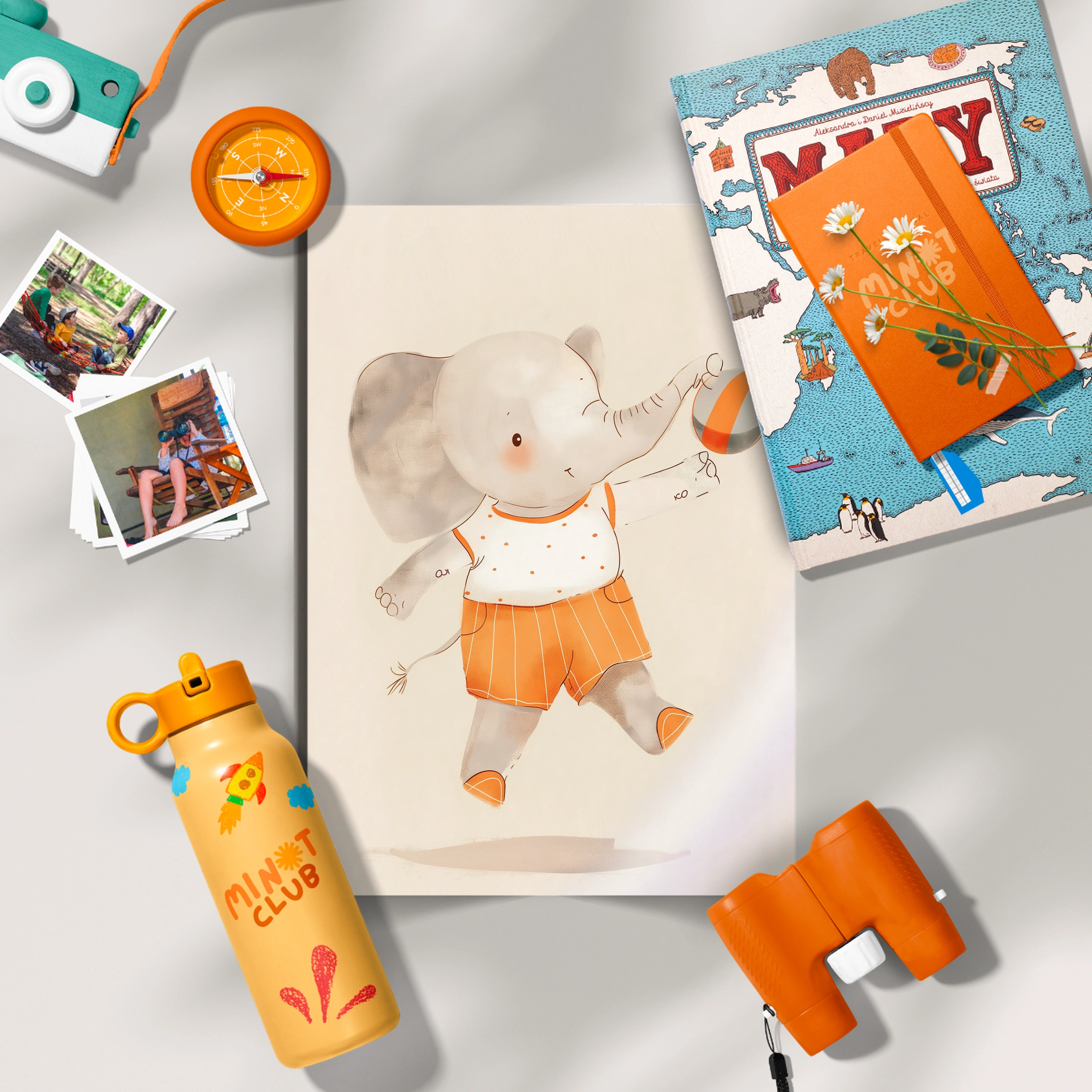 Elephant with a Ball Nursery Print