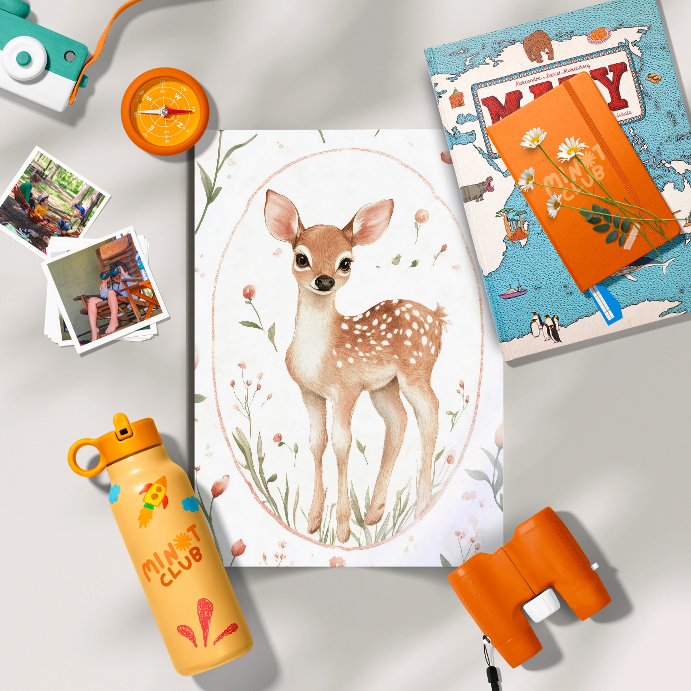 Fawn in a Floral Oval Nursery Print