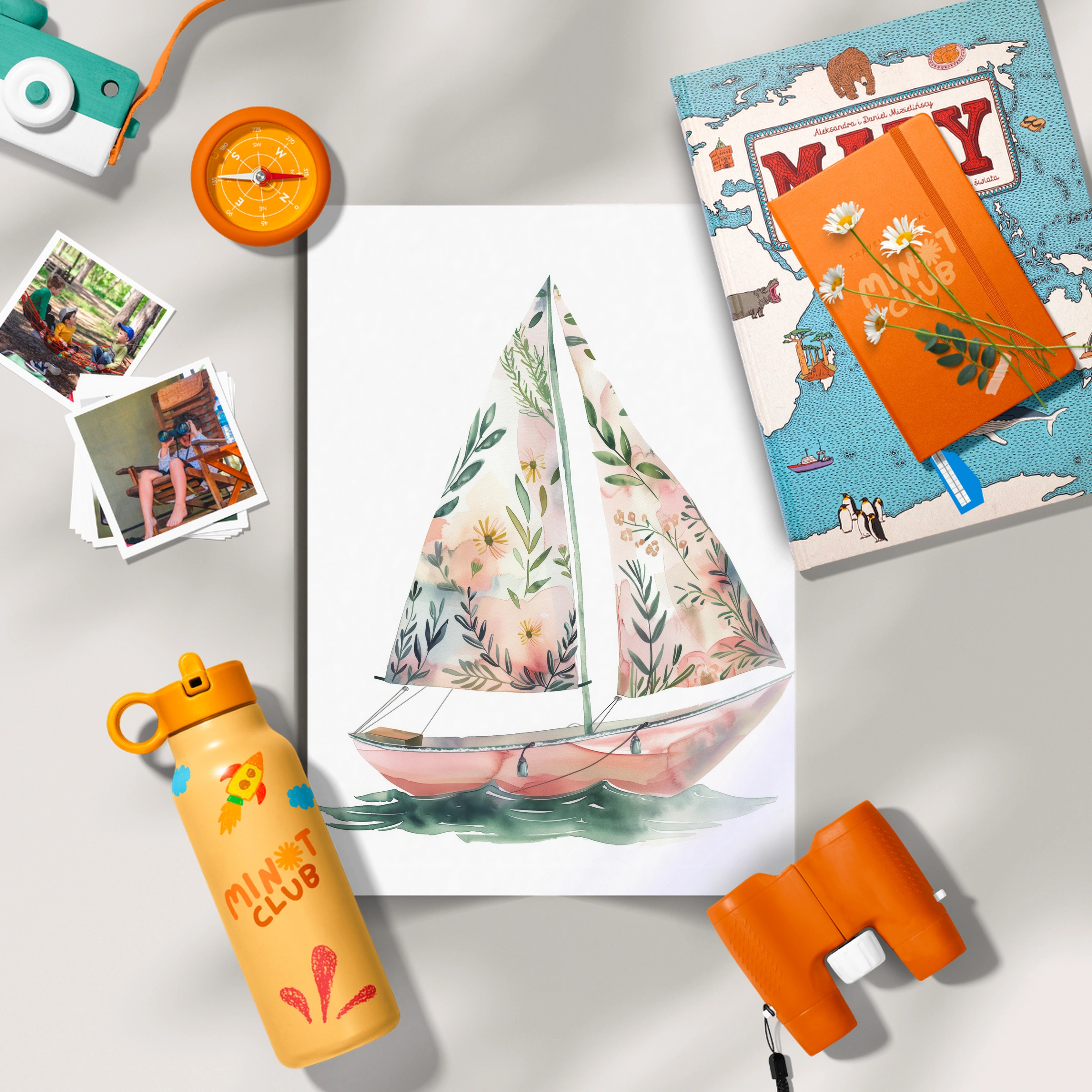 Floral Sailboat Nursery Print