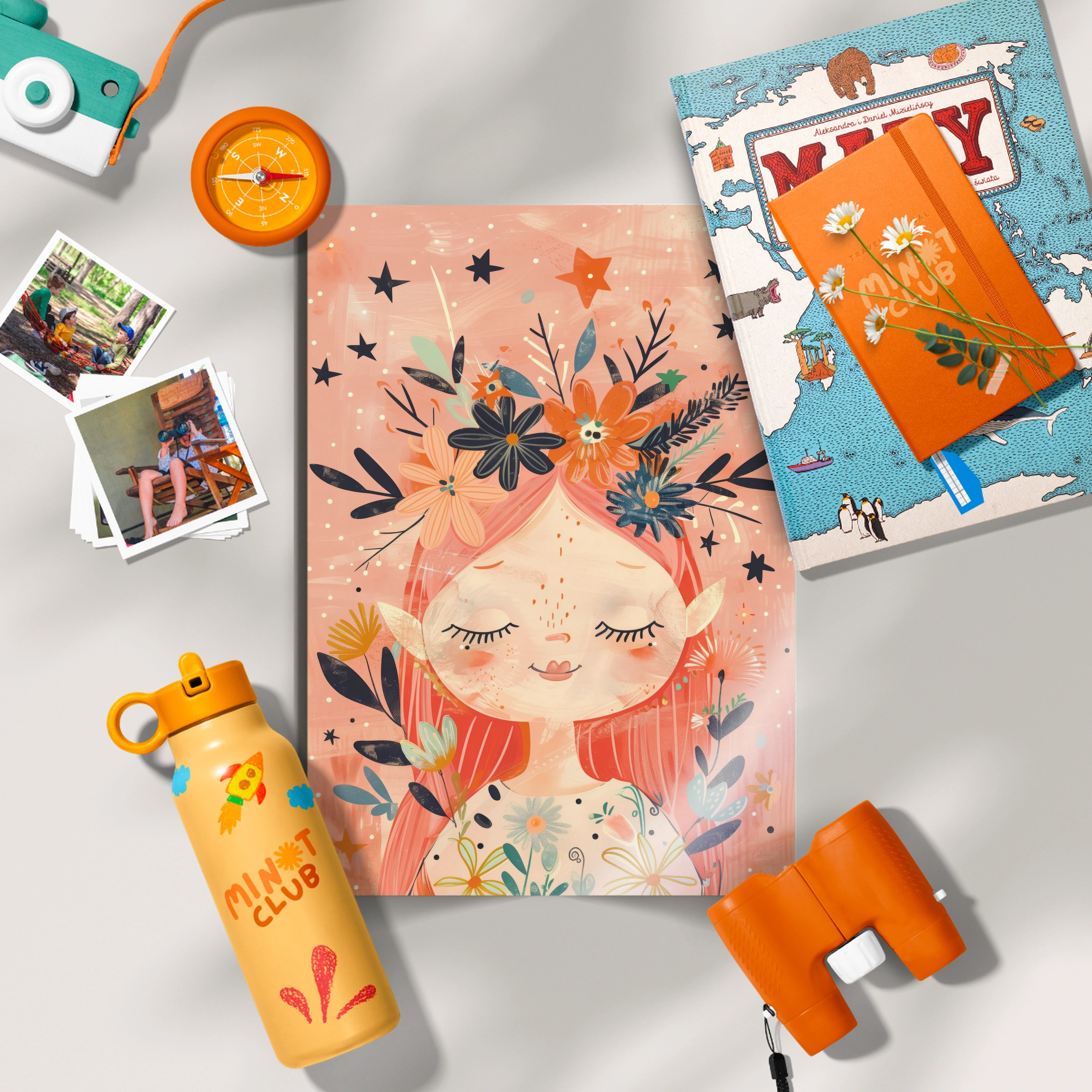 Flower Crown Girl Nursery Print