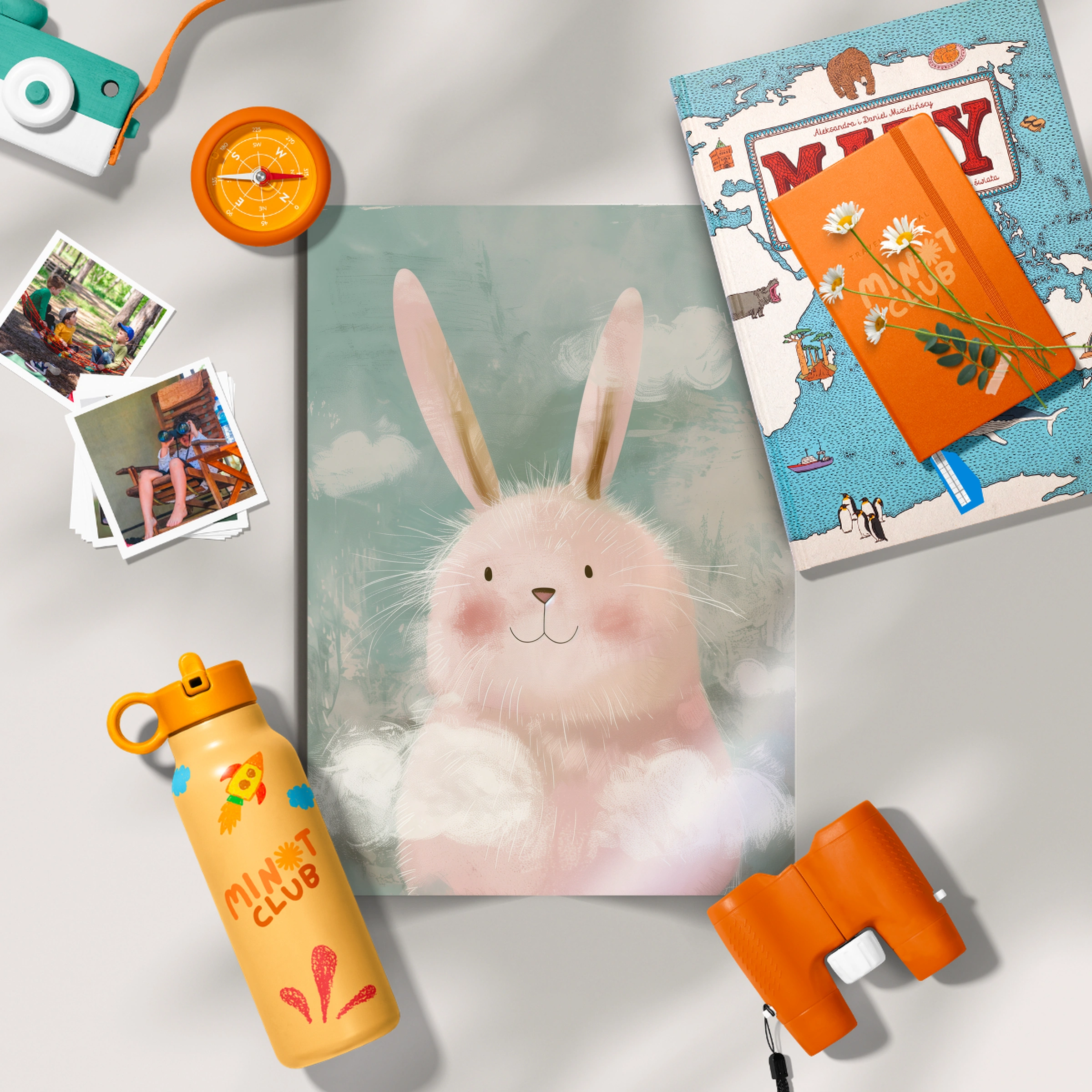Fluffy Bunny in Clouds Nursery Print