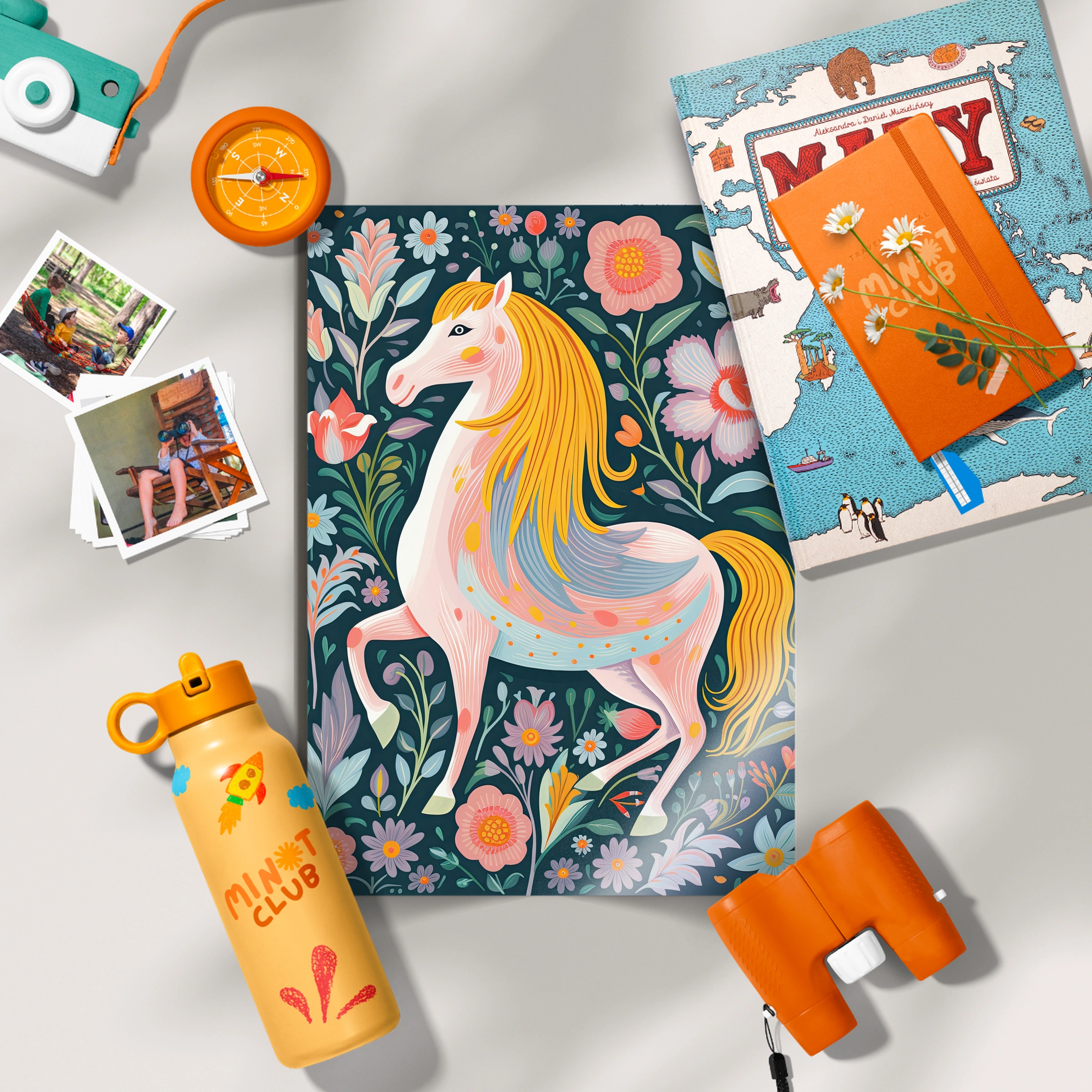Folk Flower Horse Nursery Print
