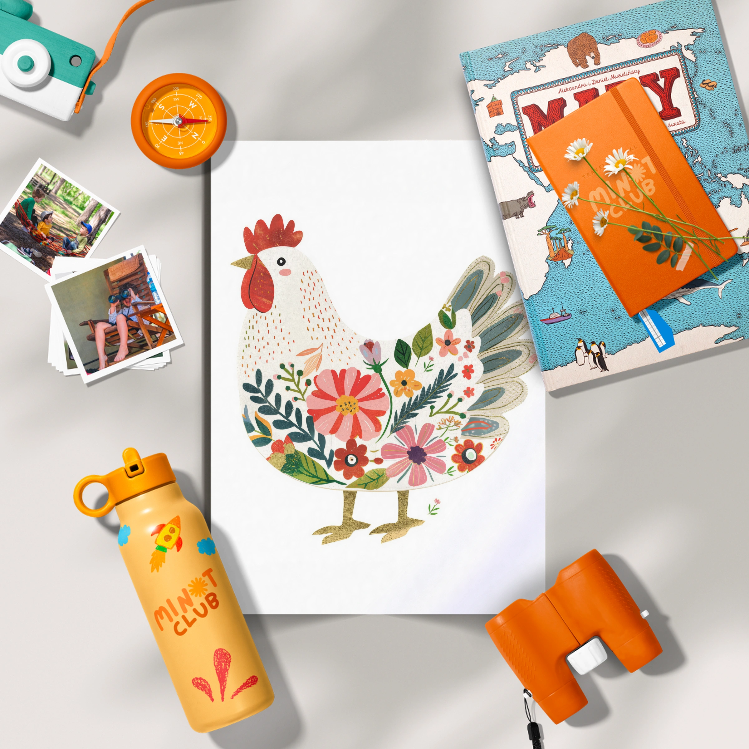 Folk Hen Nursery Print