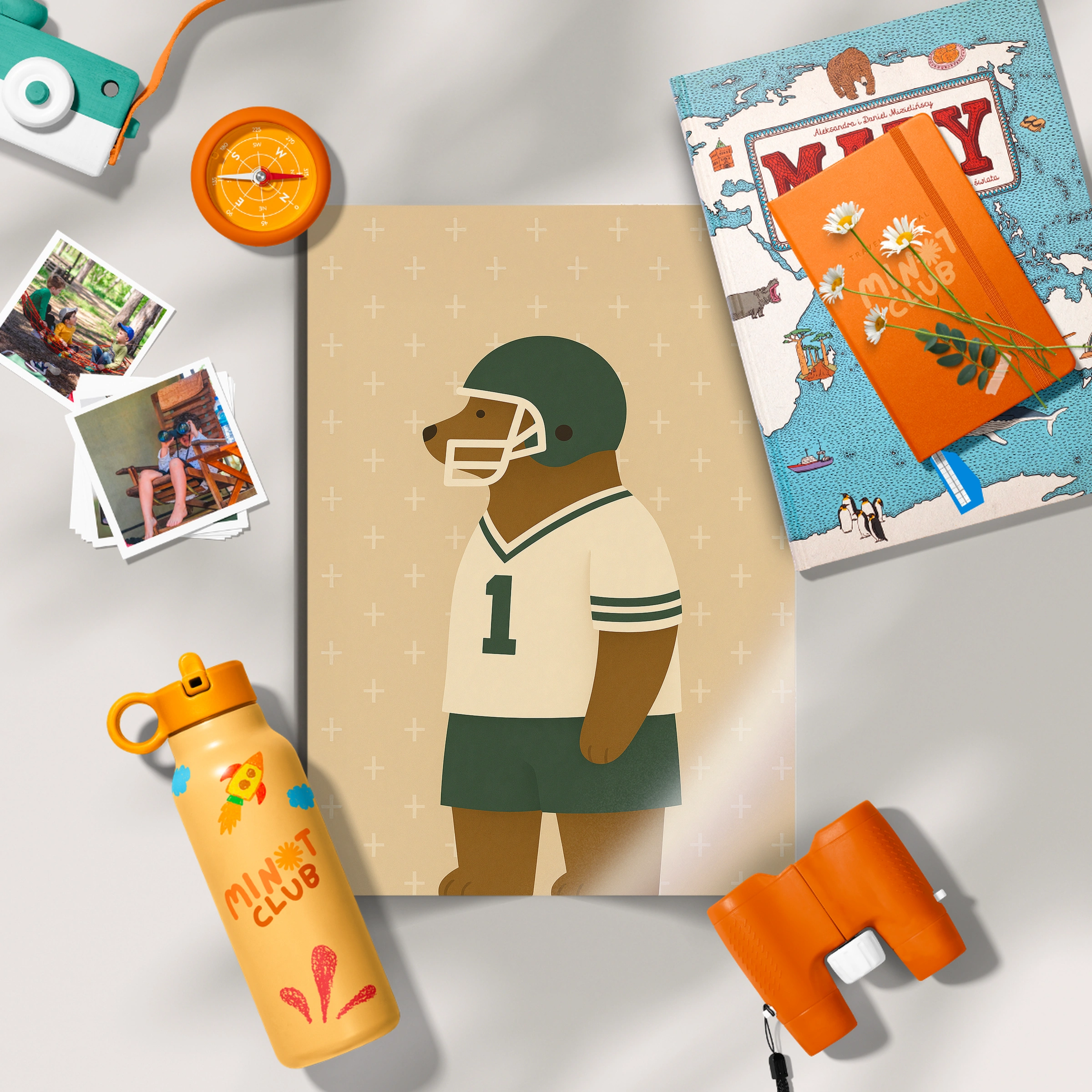 Football Bear Nursery Print