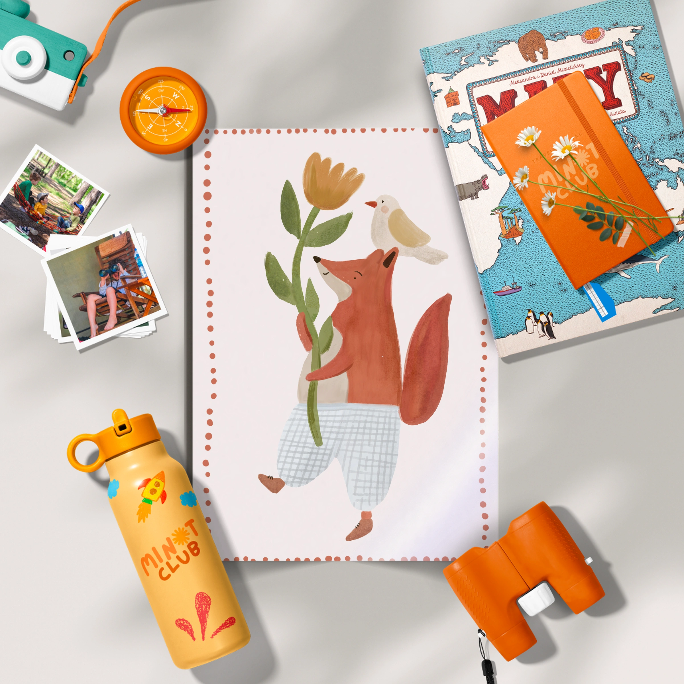 Fox with Flowers Nursery Print