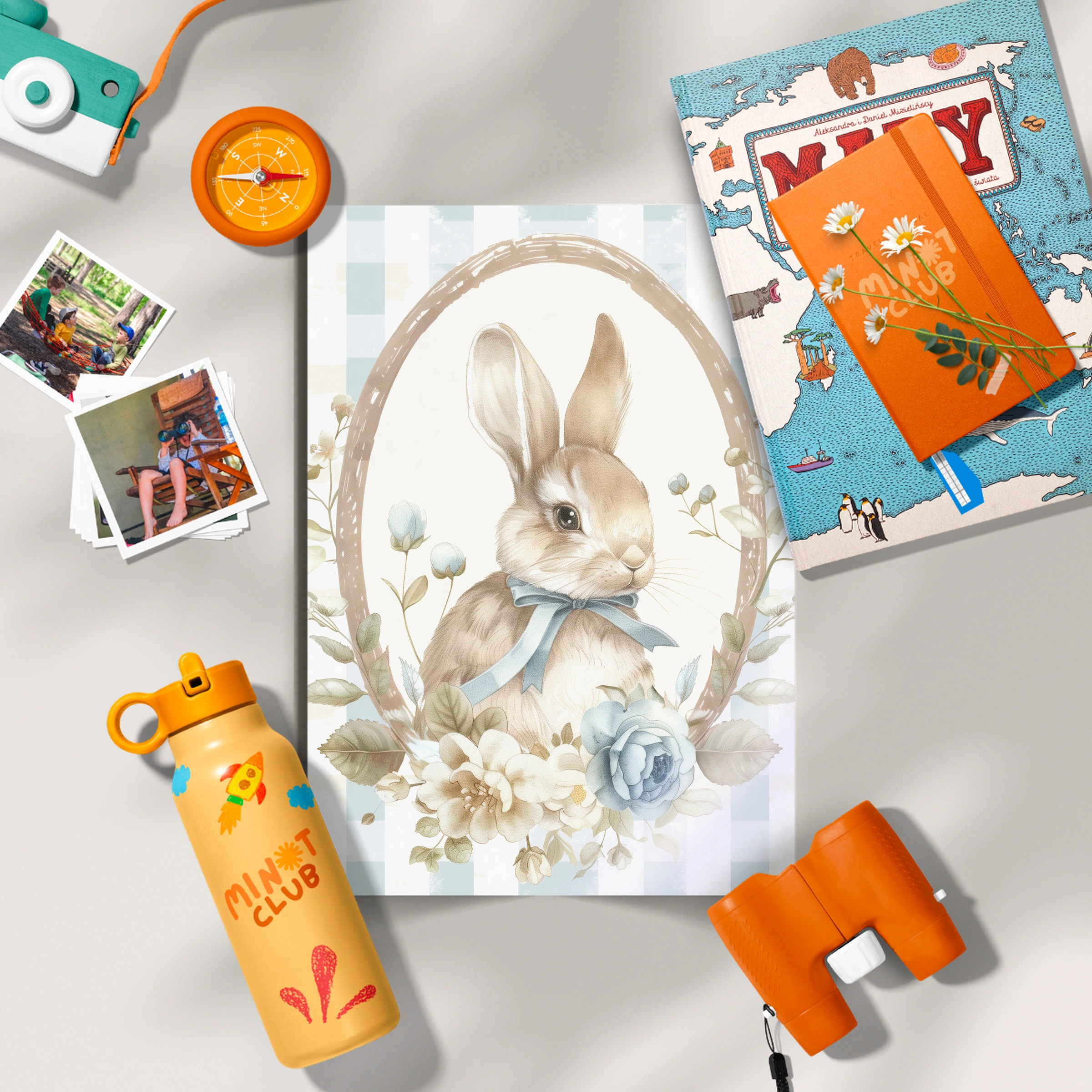 Framed Bunny Blue Nursery Print