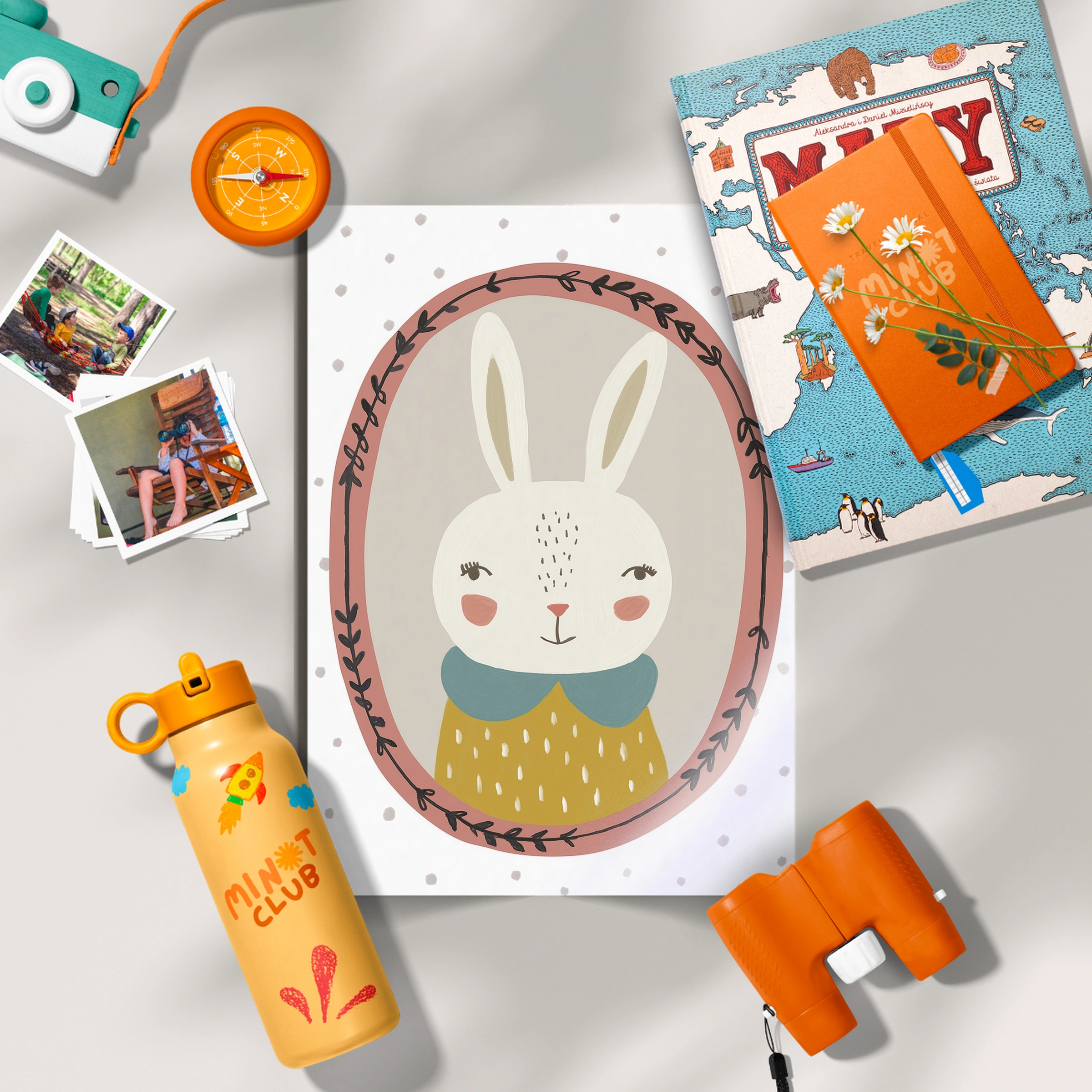 Framed Bunny Yellow Nursery Print
