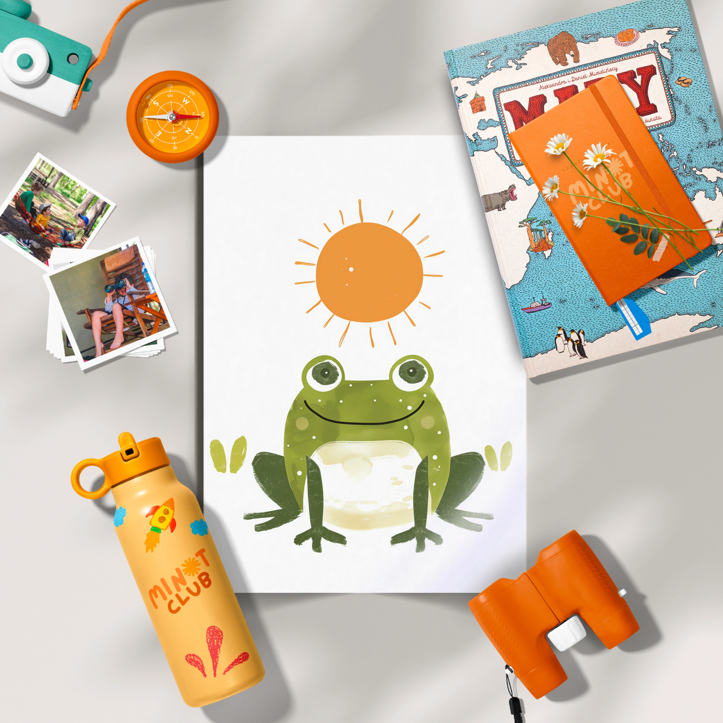 Frog and Sun Nursery Print