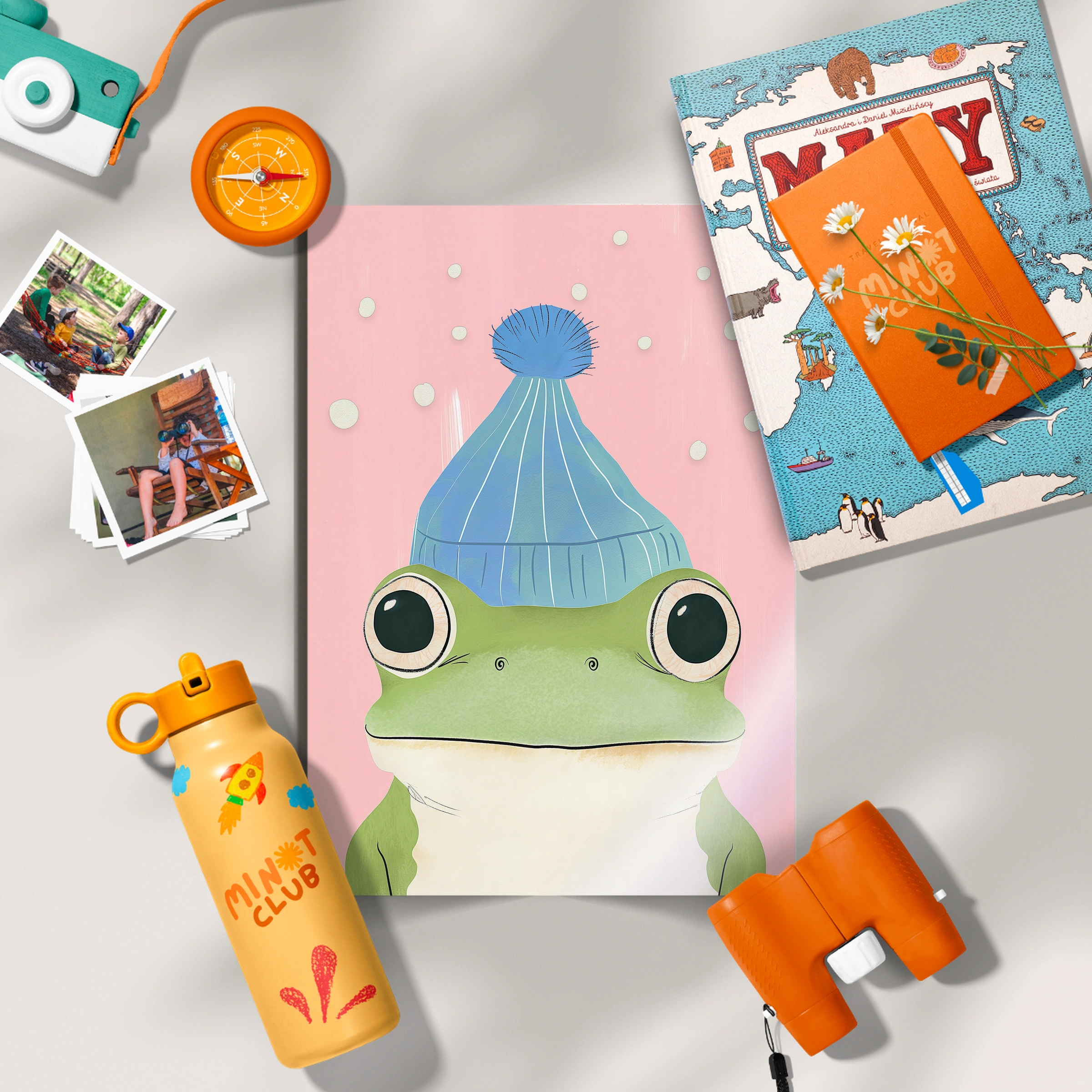 Frog in a Bobble Hat Nursery Print