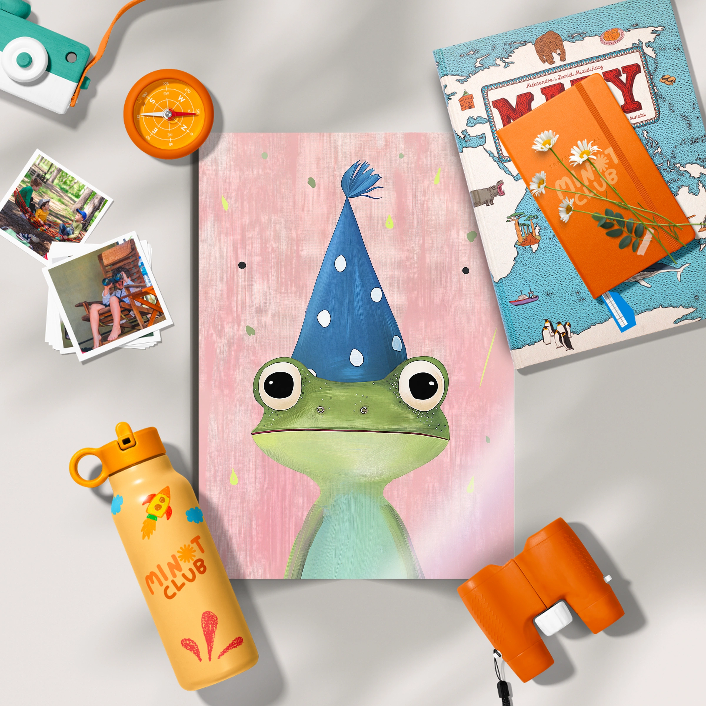Frog in a Party Hat Nursery Print