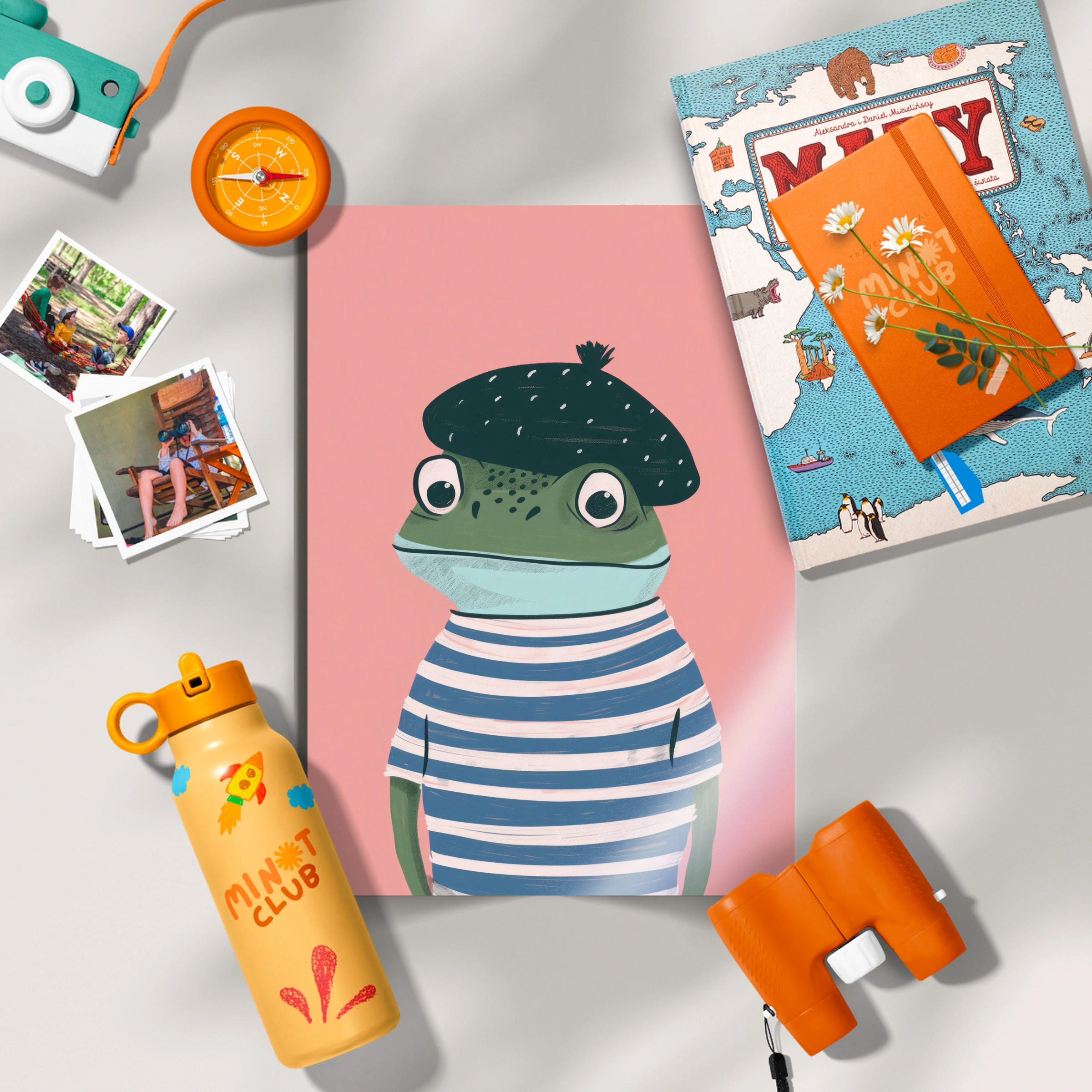 Frog in a Striped Top Nursery Print