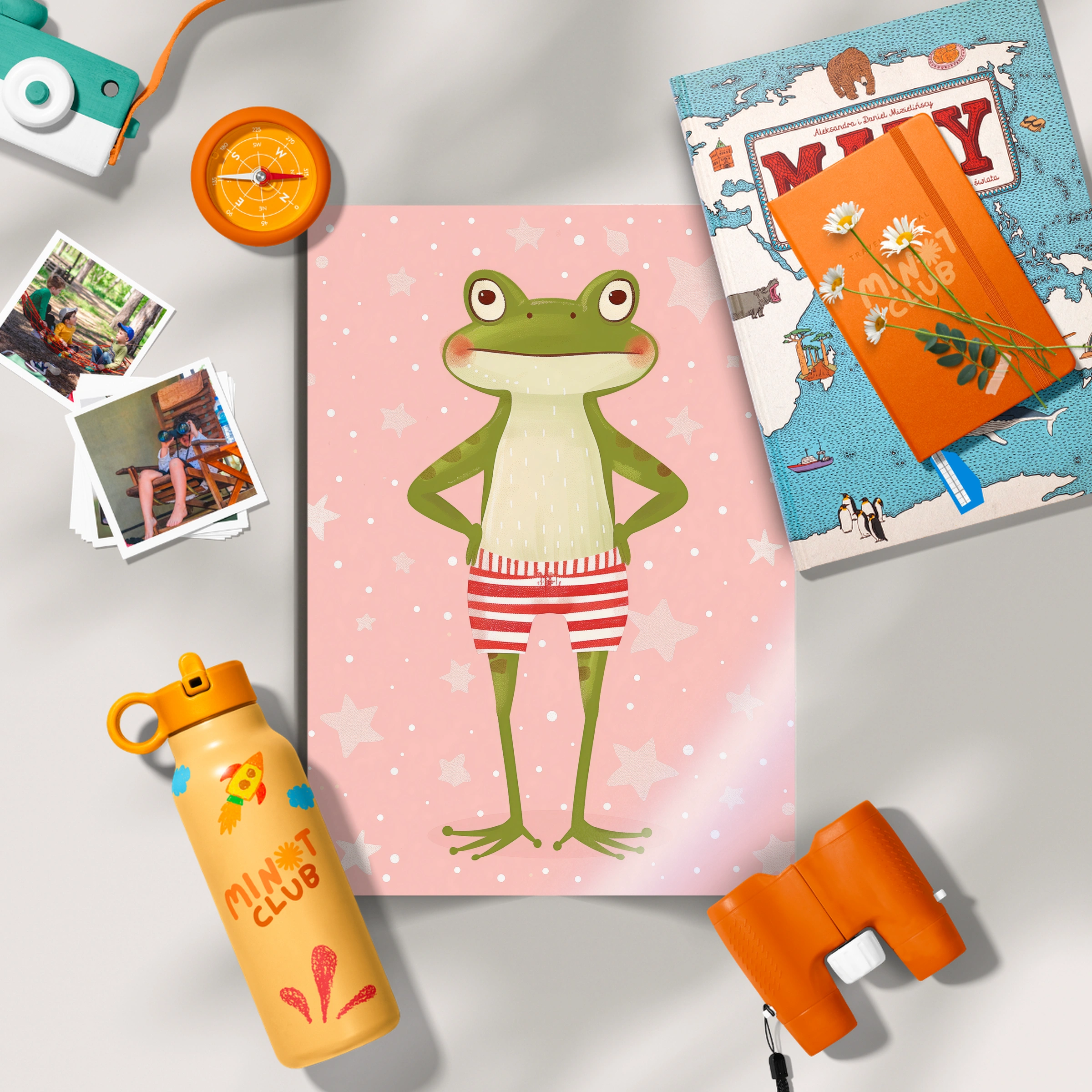 Frog in Swim Trunks Nursery Print
