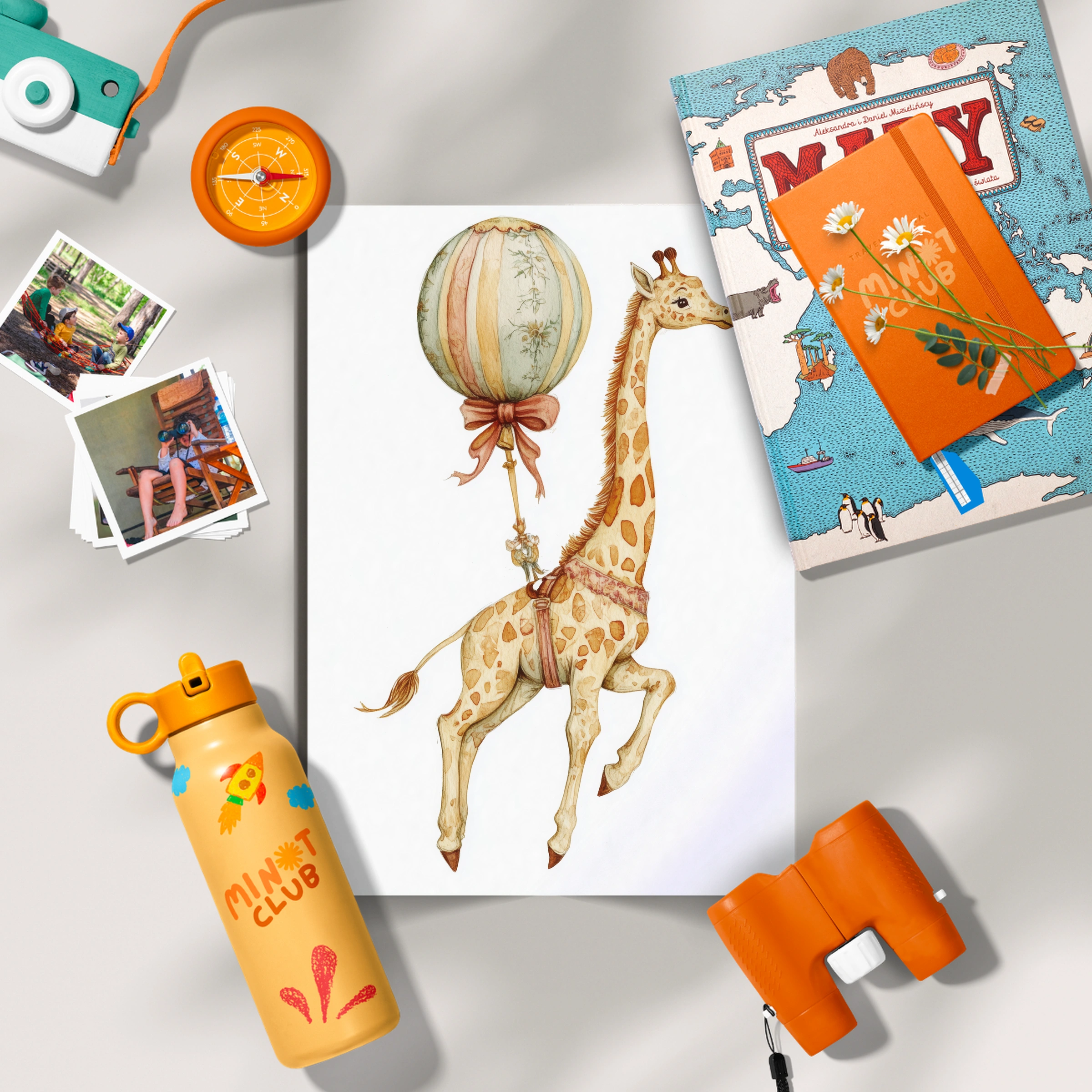 Giraffe with a Balloon Nursery Print