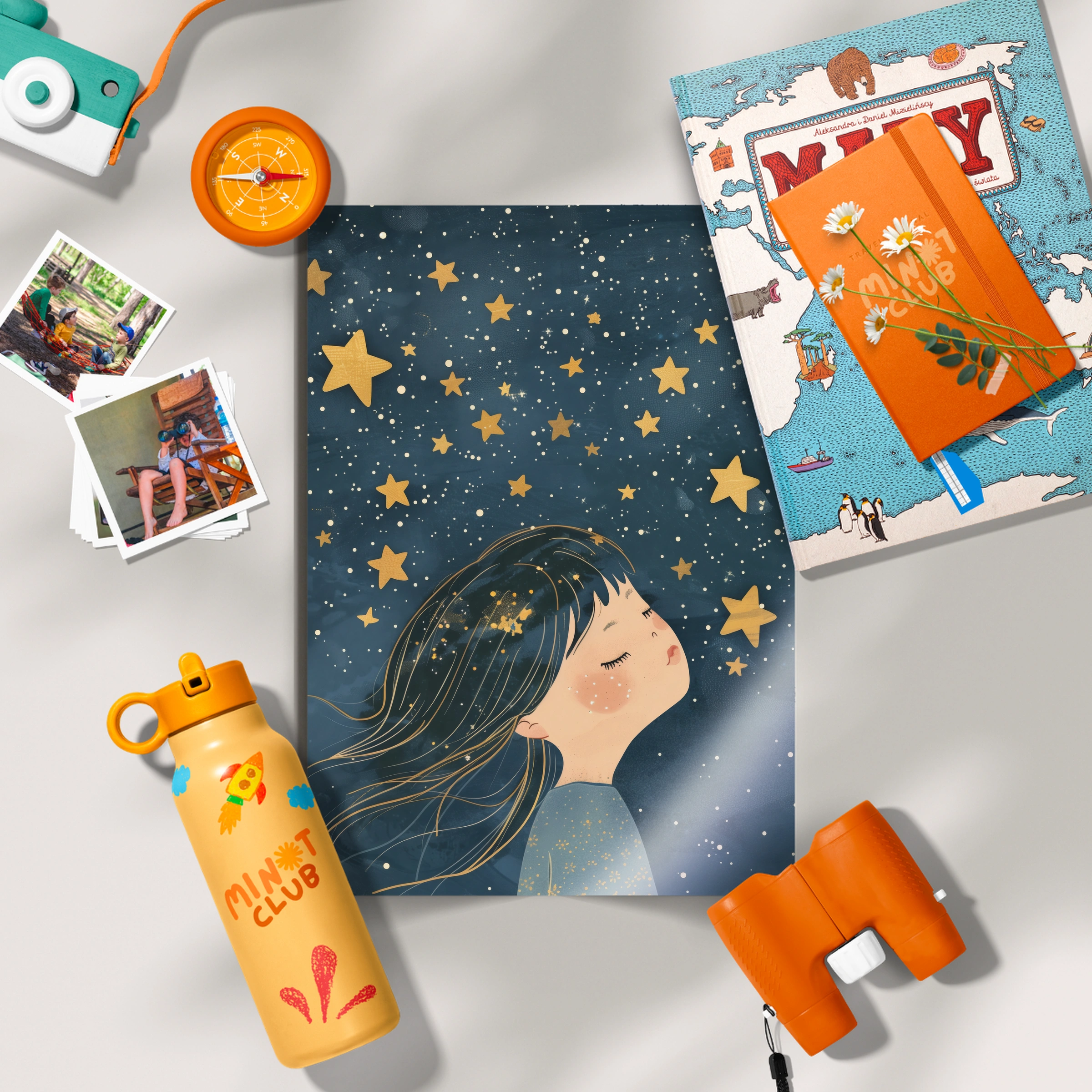 Girl and the Stars Nursery Print