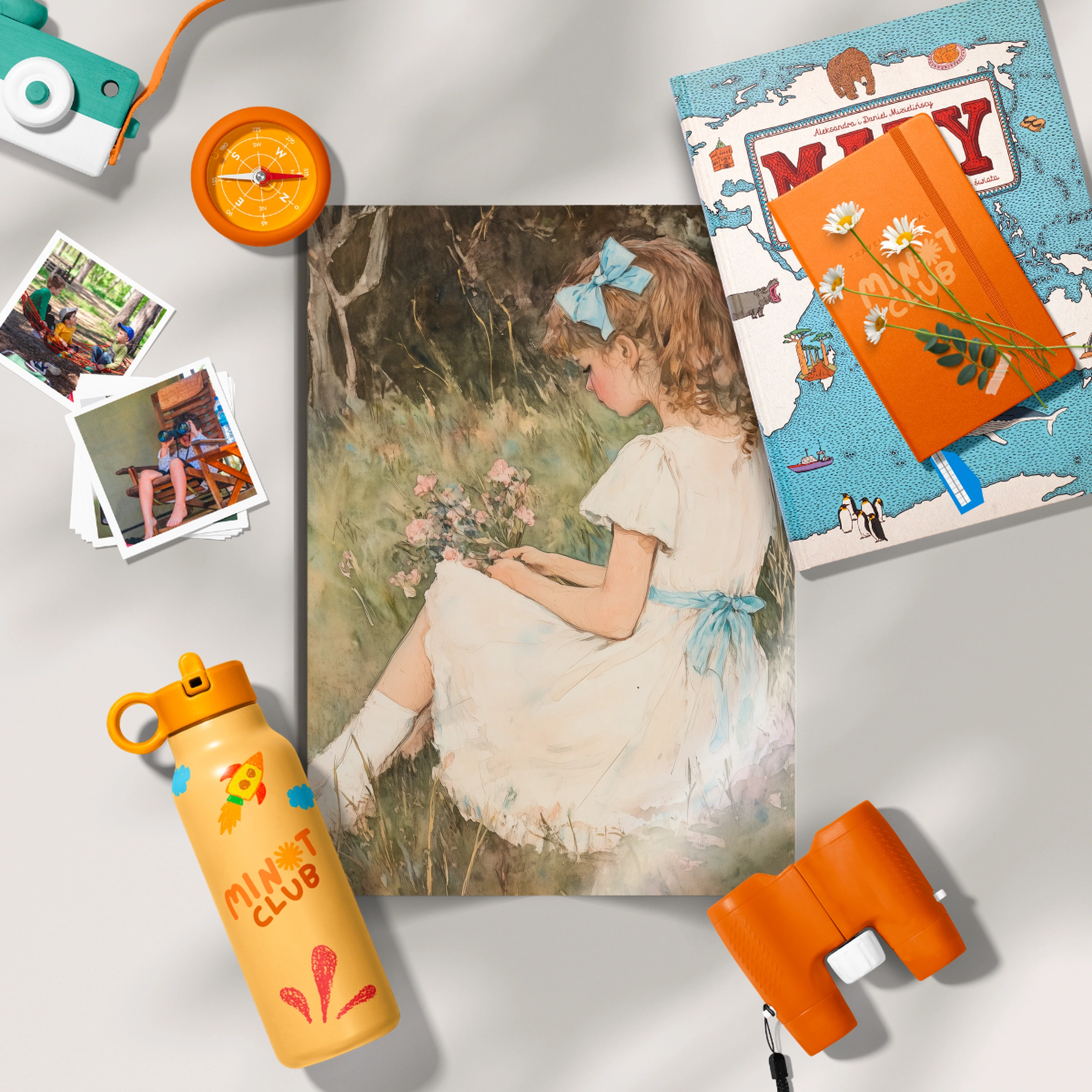Girl Gathering Flowers Nursery Print