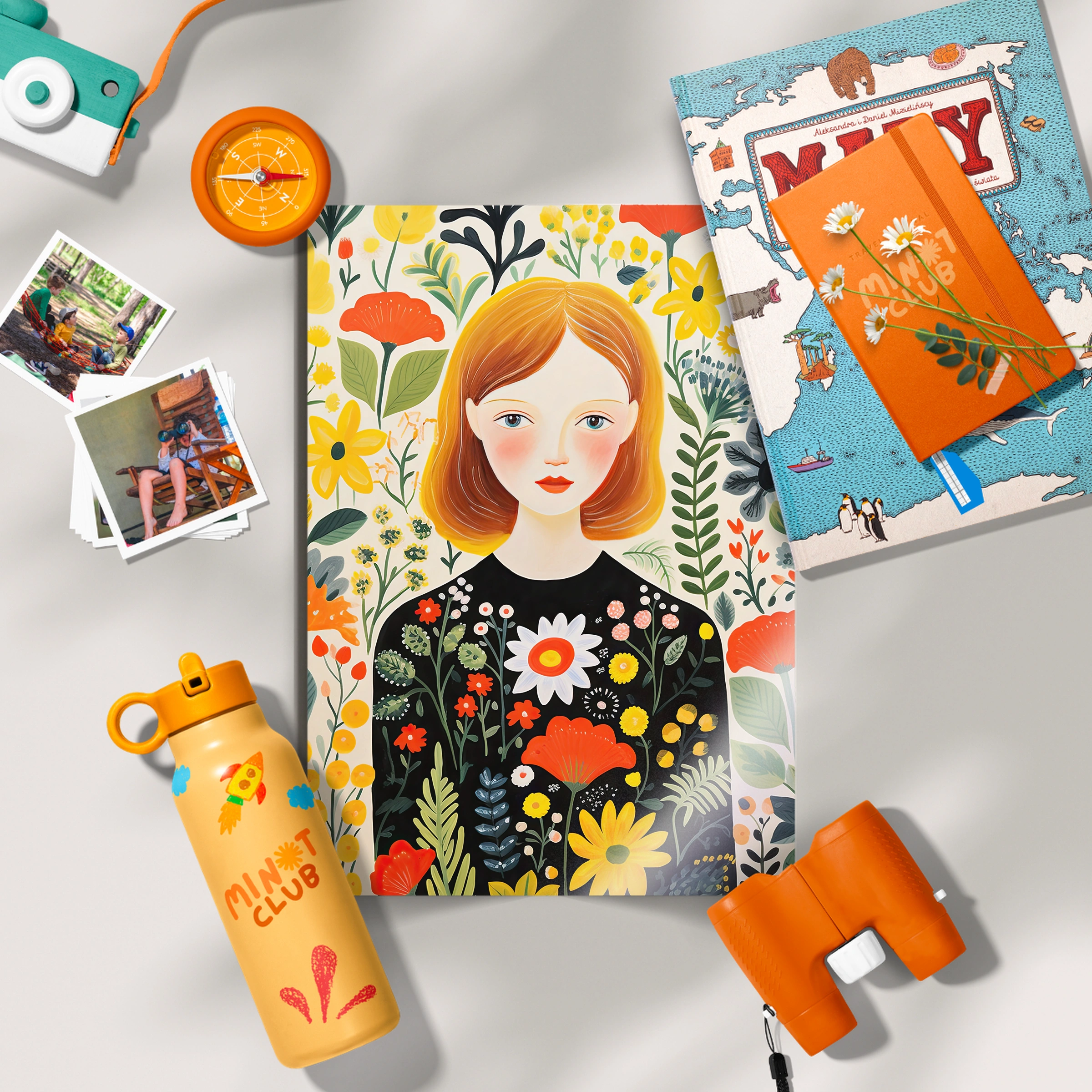 Girl in a Floral Dress Nursery Print