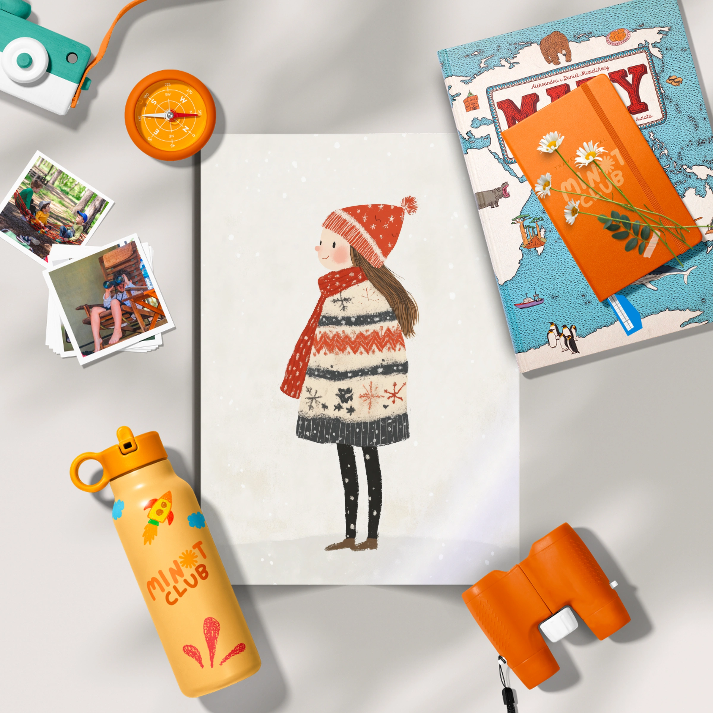 Girl in a Winter Hat Christmas Print