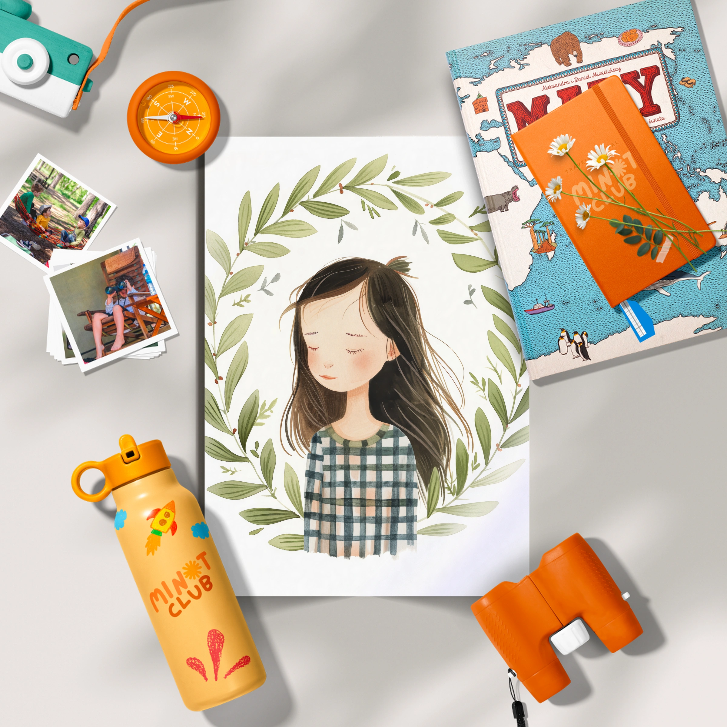 Girl in a Wreath Nursery Print