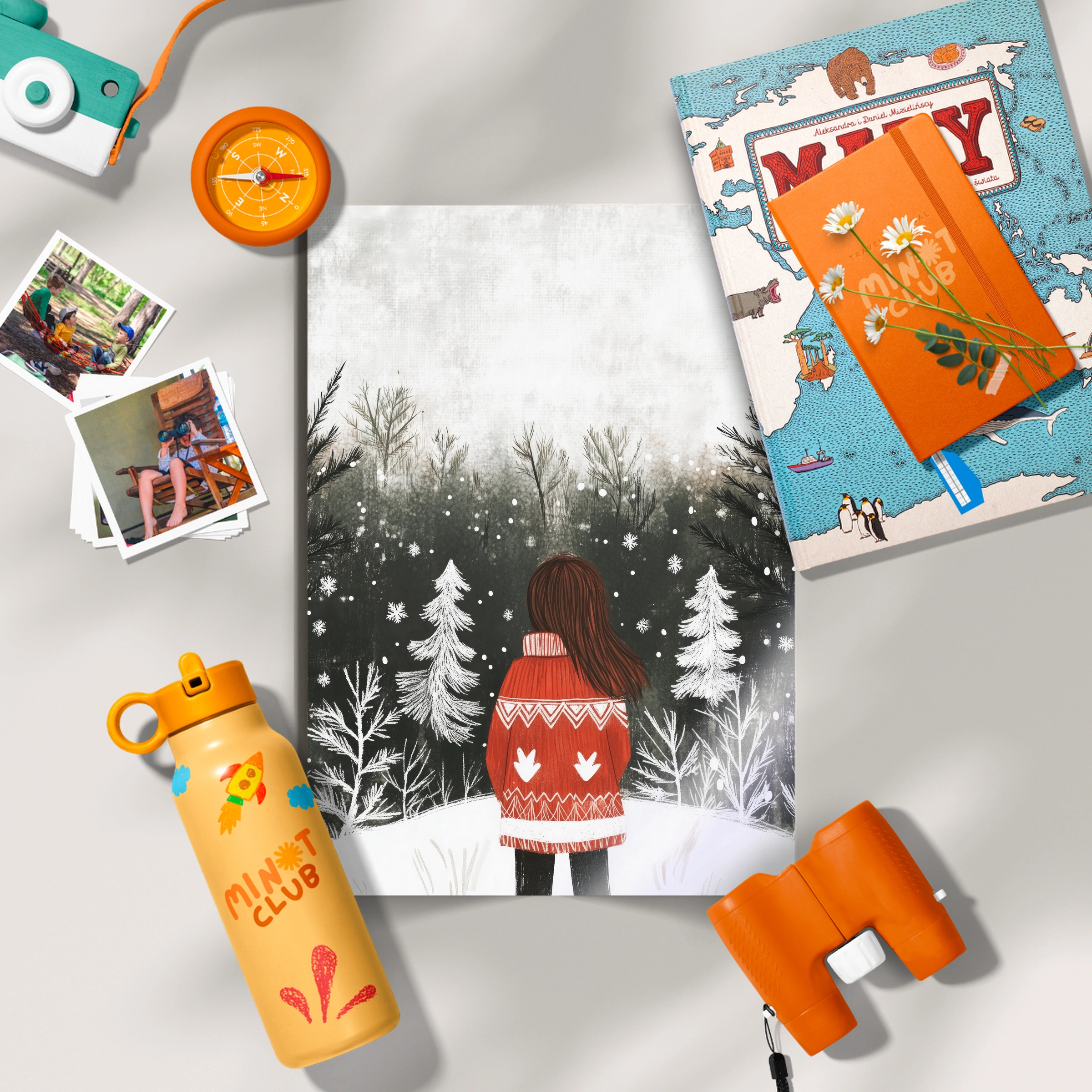 Girl in the Winter Forest Christmas Print