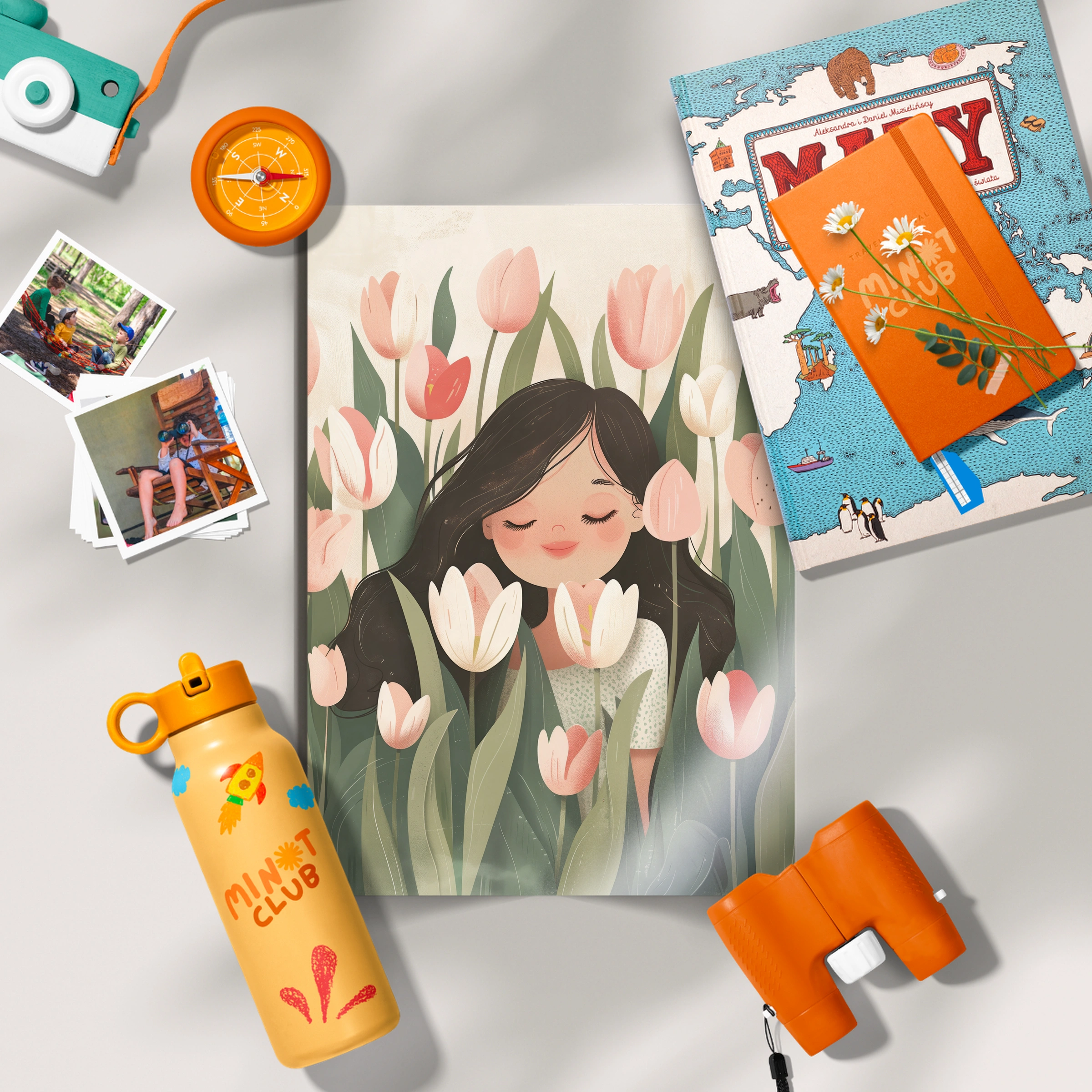 Girl in Tulips Nursery Print