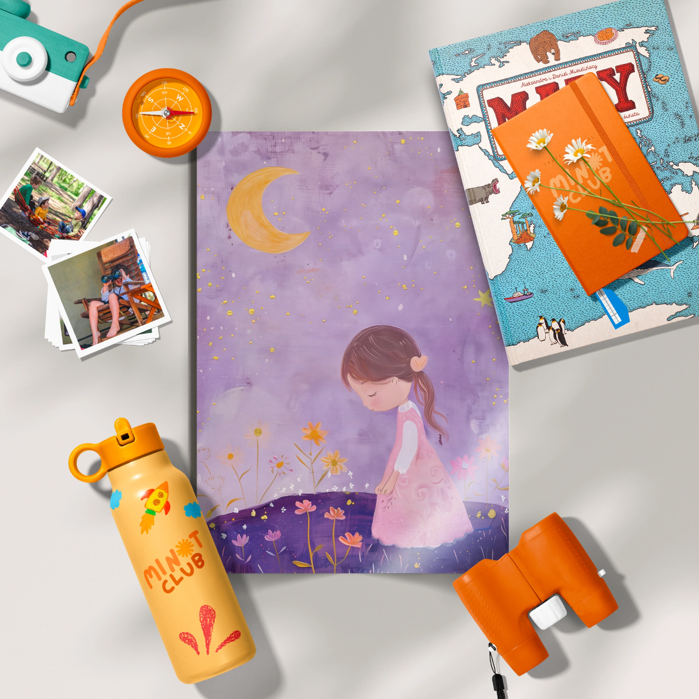 Girl Praying Under the Moon Nursery Print