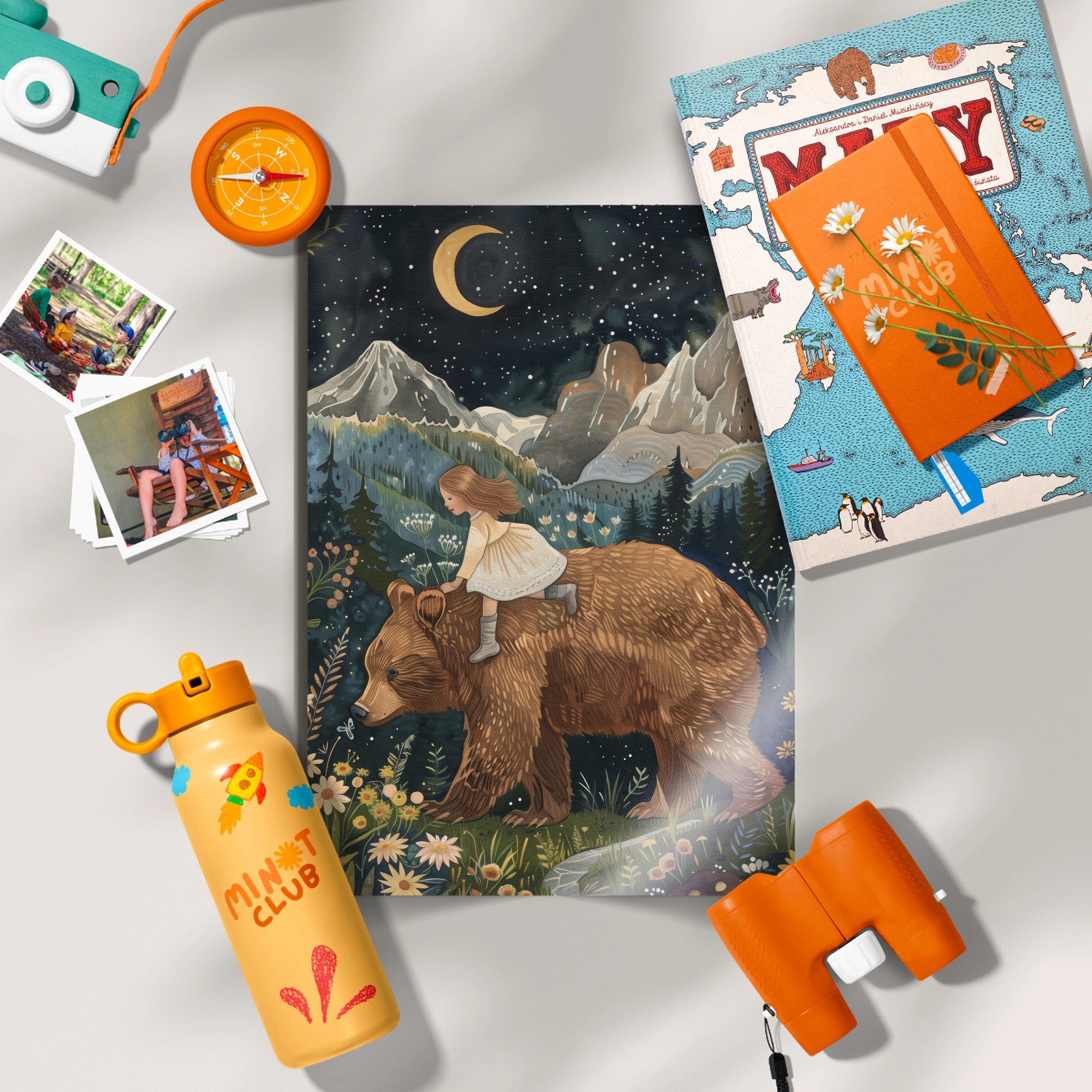 Girl Riding a Bear Nursery Print